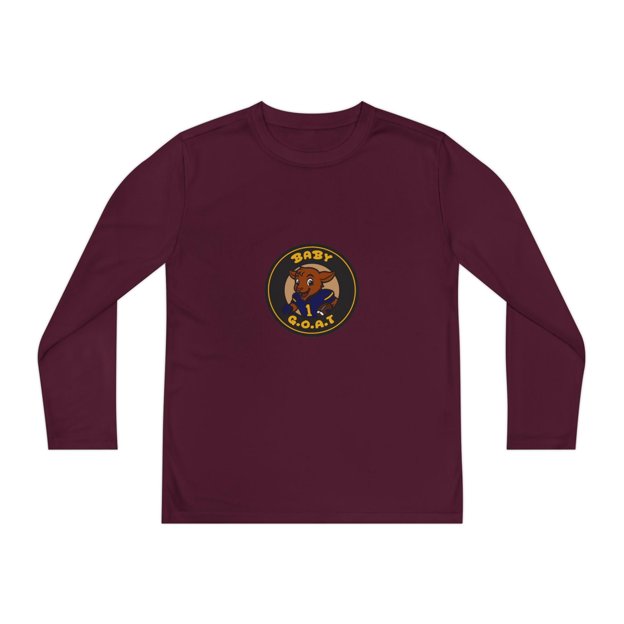 Davon The Touchdown Star Yello Background Youth Long Sleeve Tee — 'Baby G.O.A.T.' Goat Logo Athletic Shirt - Image 13