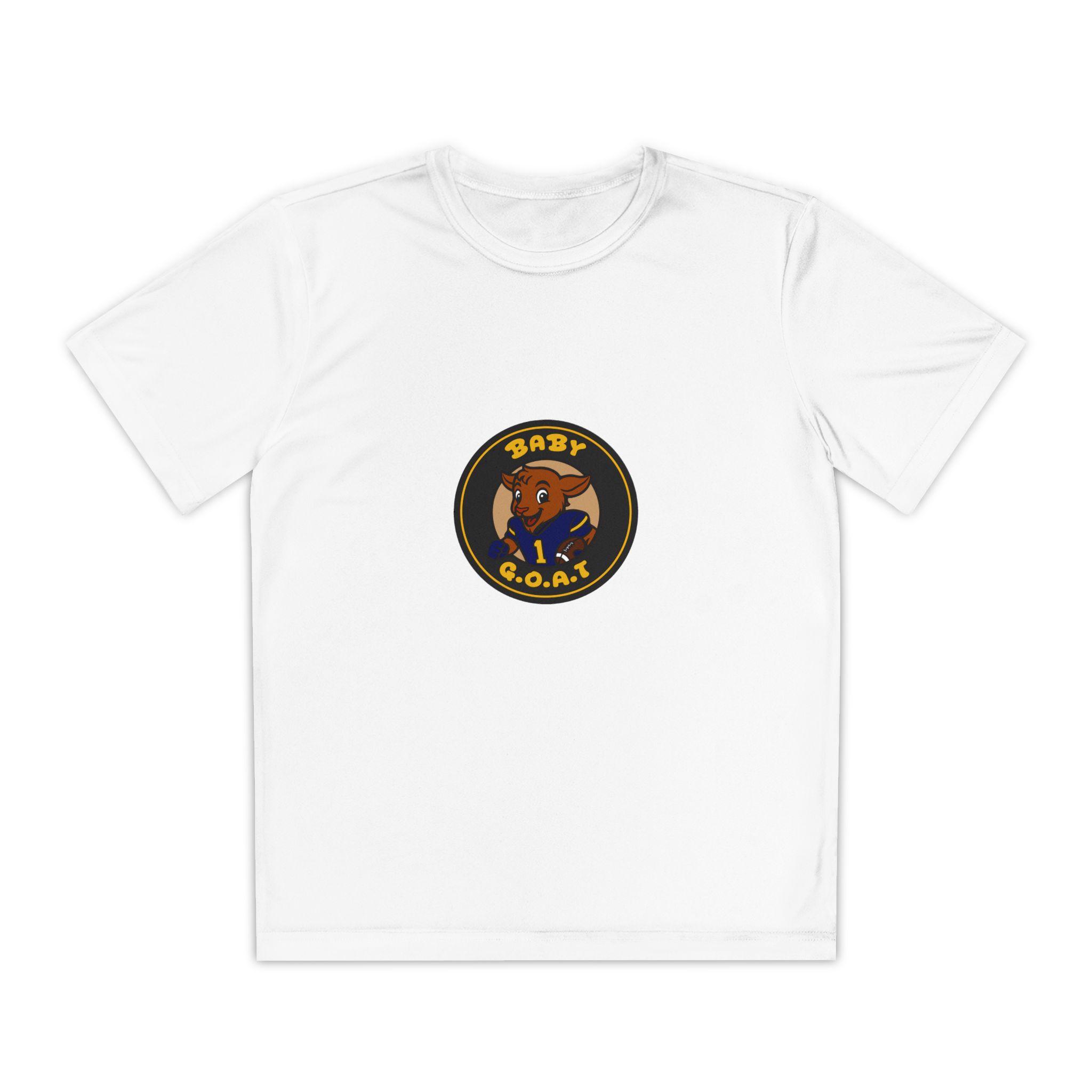 Davon The Touchdown Star Yello Background Youth Competitor Tee — 'Baby G.O.A.T.' Graphic Kids T‑Shirt