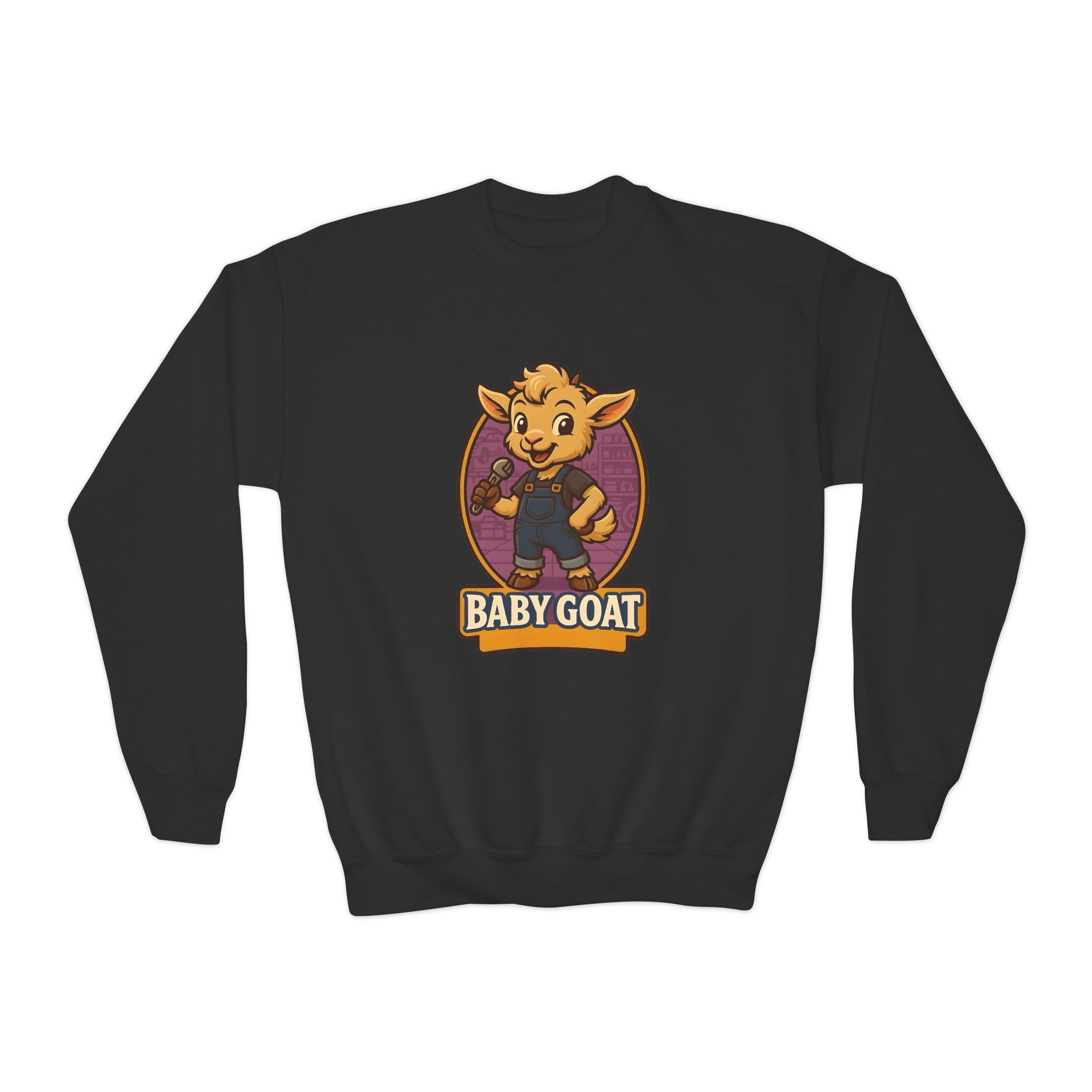 Youth Crewneck Sweatshirt - Cute 'Baby Goat' Cartoon Kids Pullover