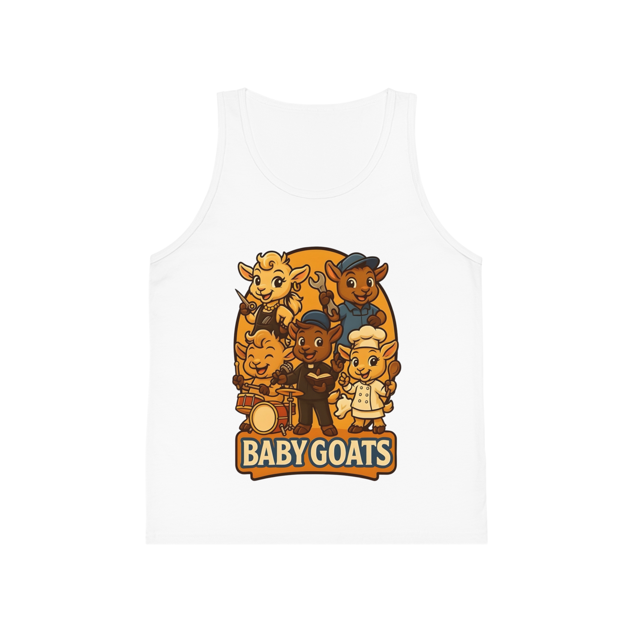 Little Dreamers Kids Tank Top — Cute "Baby GOATS" Cartoon Band Graphic - Image 4