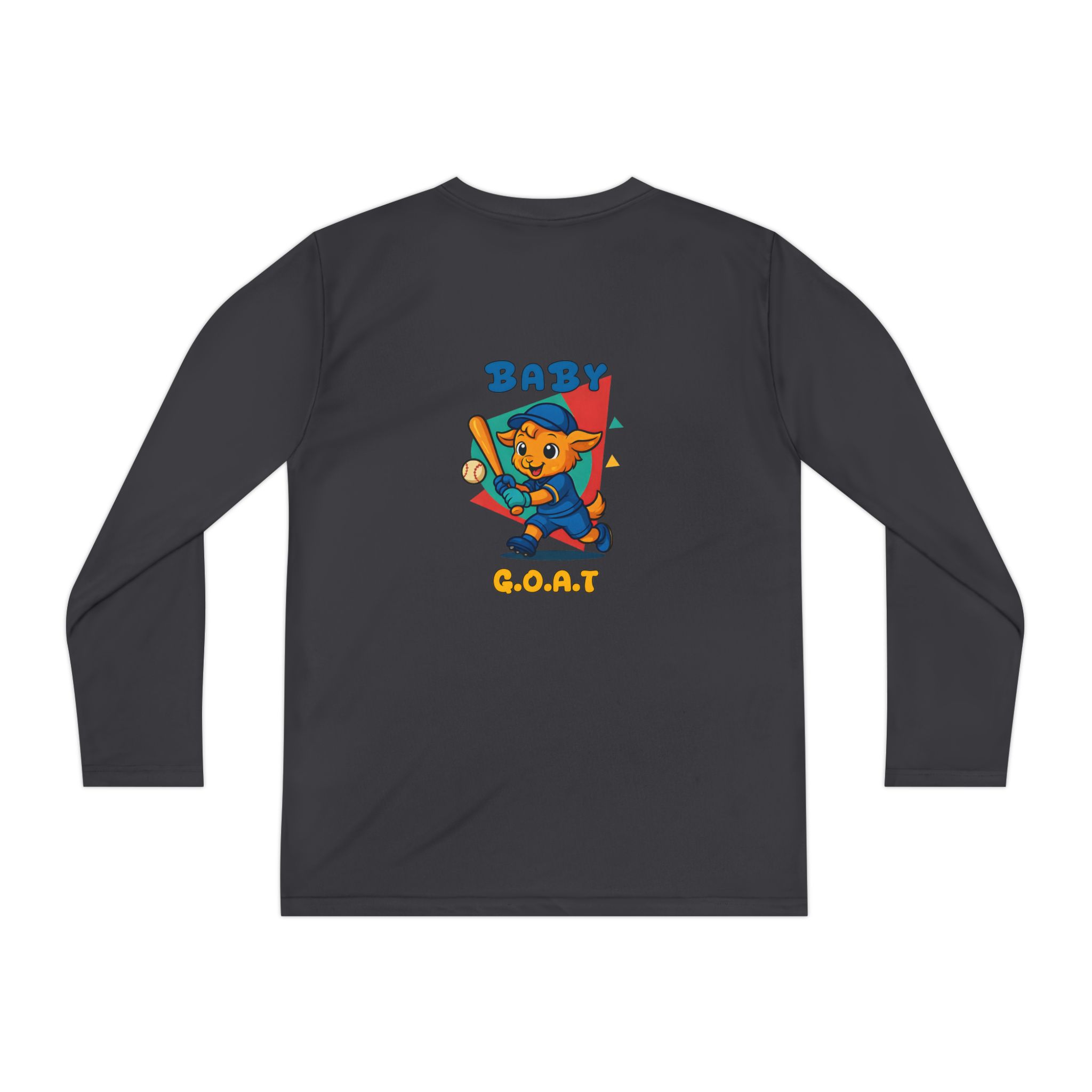 Barry the Slugger Baby G.O.A.T. Youth Long Sleeve Tee - Cute Baseball Cat Graphic - Image 10