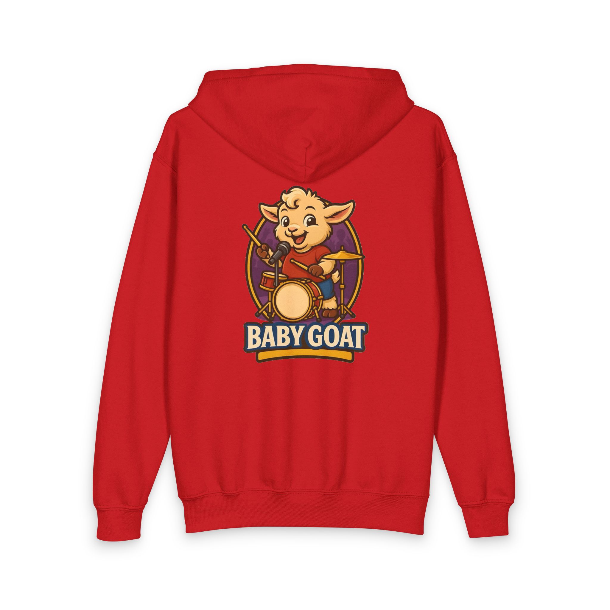 Baby Goat Drummer Youth Zip Hoodie — Cute Band Kid Graphic Hoodie - Image 11