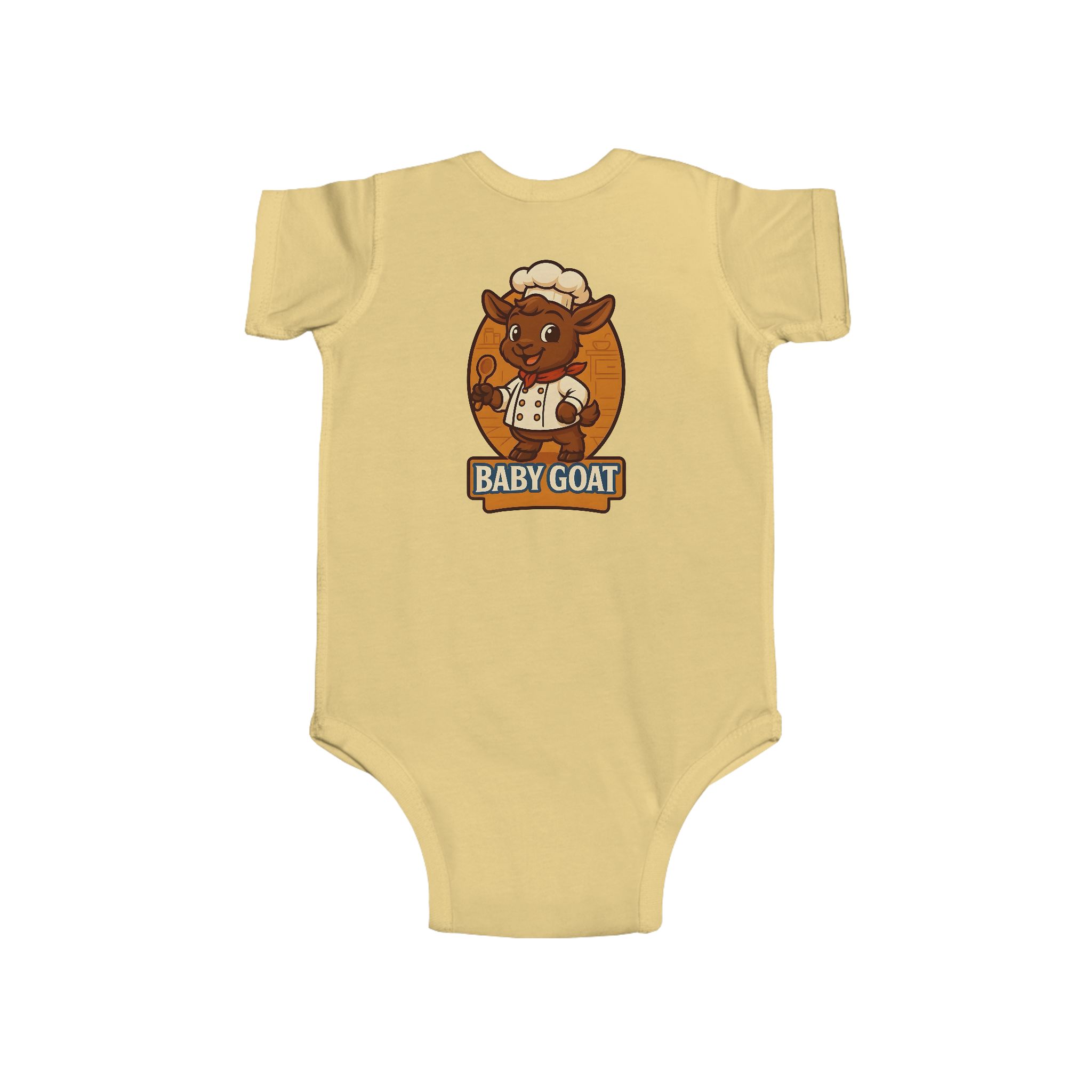 Charlie the Chef Baby Goat Infant Bodysuit - Cute Cartoon Kid Goat "Baby Goat" Onesie - Image 8