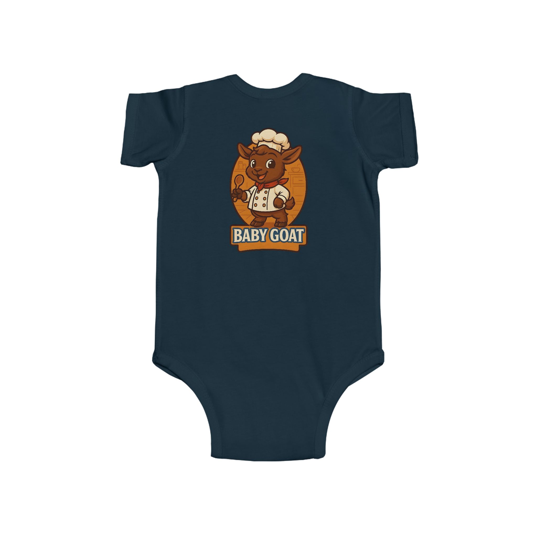 Charlie the Chef Baby Goat Infant Bodysuit - Cute Cartoon Kid Goat "Baby Goat" Onesie - Image 11