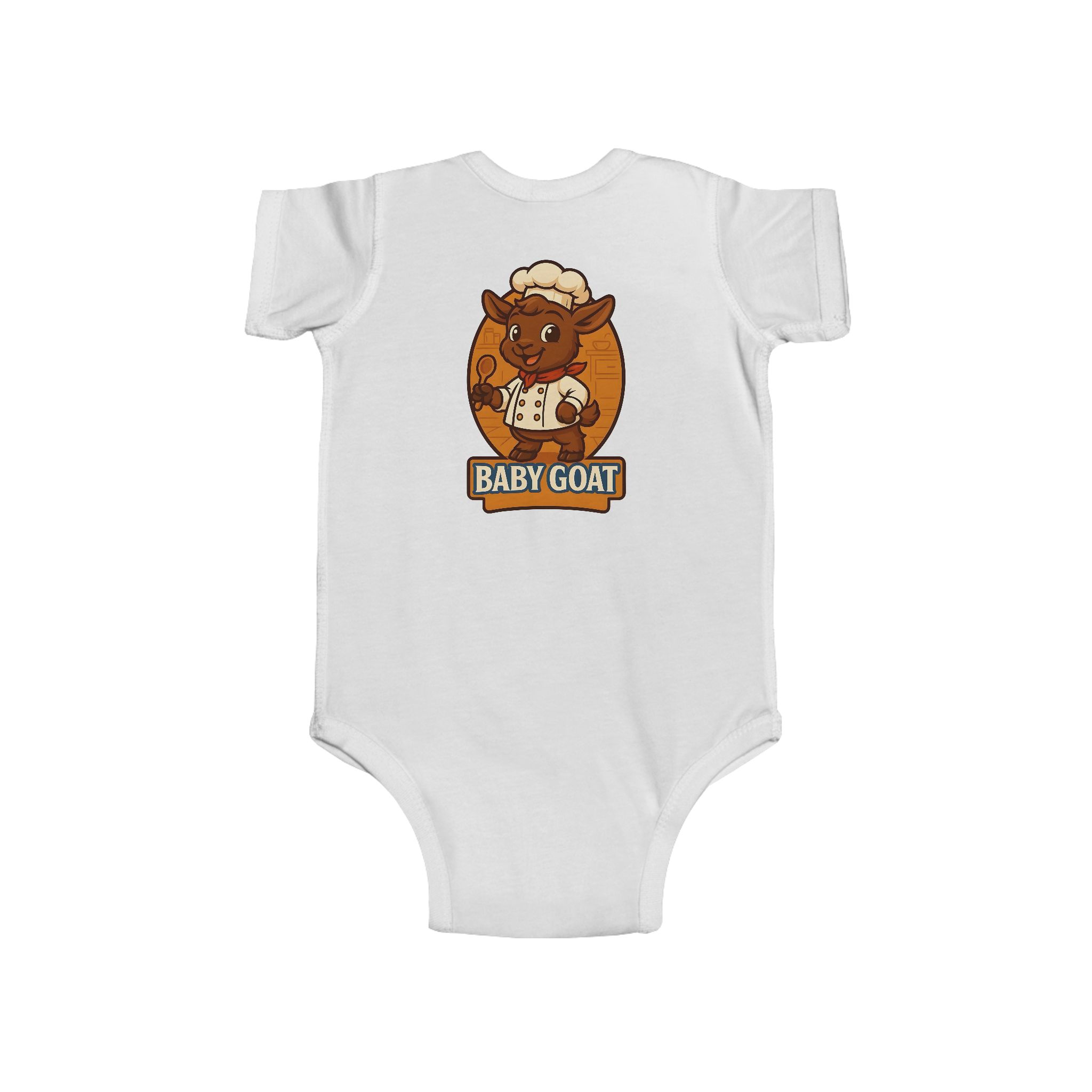 Charlie the Chef Baby Goat Infant Bodysuit - Cute Cartoon Kid Goat "Baby Goat" Onesie - Image 2