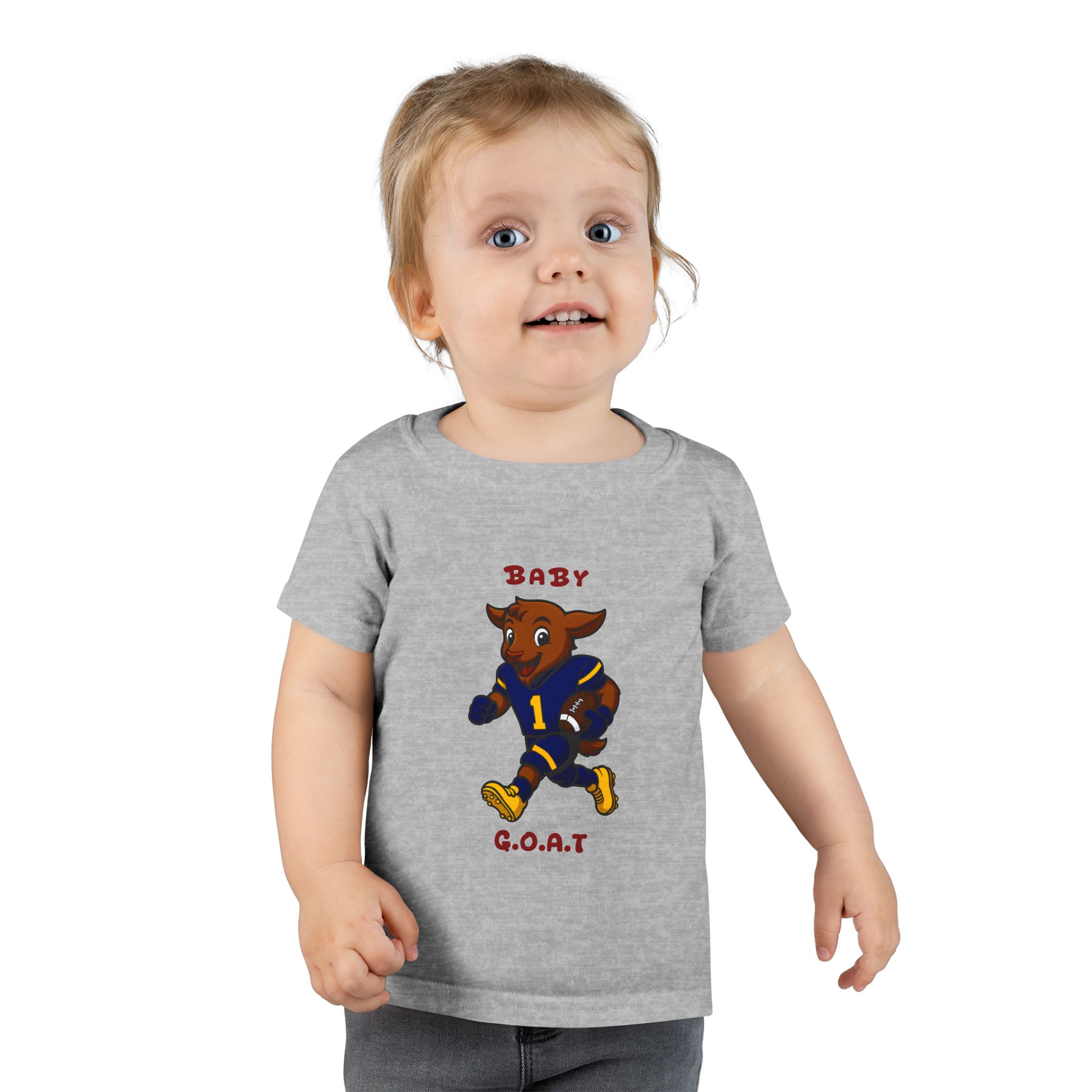 Davon The Touchdown Star In Action Baby G.O.A.T. Toddler T-Shirt — Cute Goat Football Player Kids Tee - Image 3