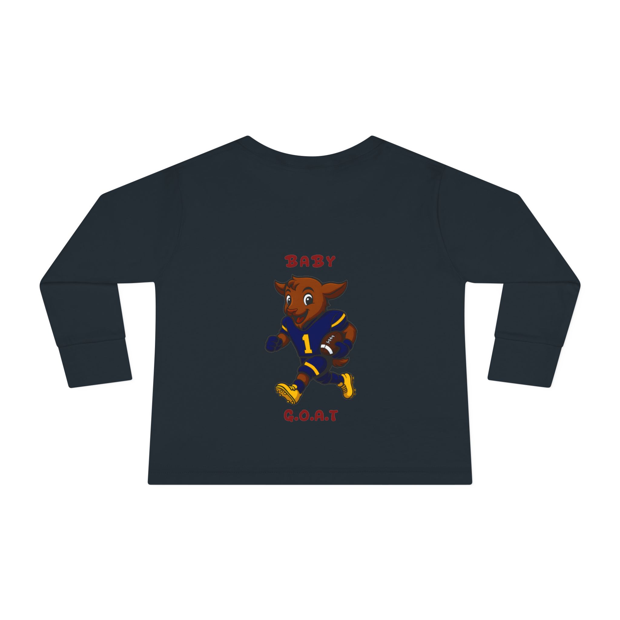 Davon The Touchdown Star In Action Toddler Long Sleeve Tee — "Baby G.O.A.T." Football Goat Graphic - Image 10