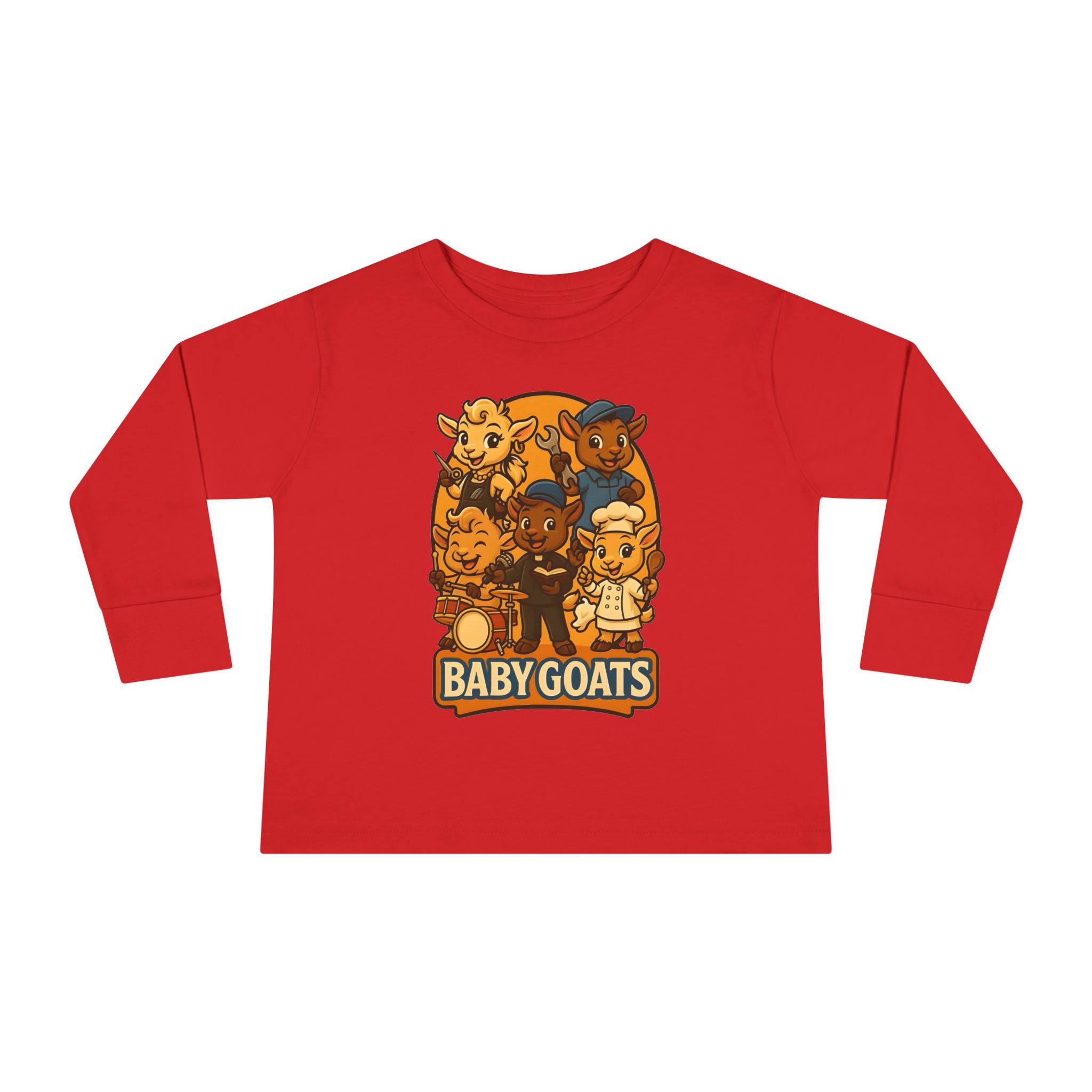 Toddler Tee — 'Baby Goats' Cute Cartoon Goat Kids Long Sleeve Shirt - Image 13