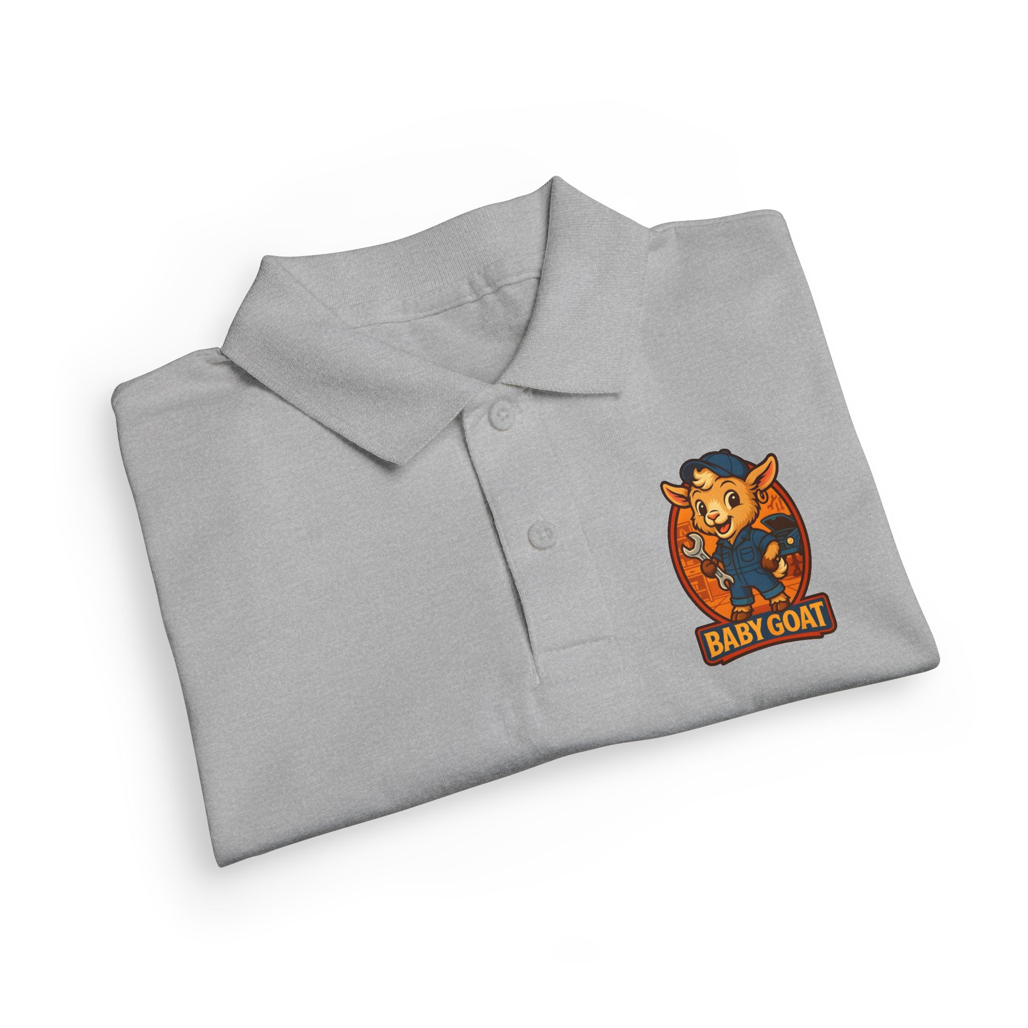 Ollie the Auto Helper Kids Polo Shirt - "Baby Goat" Mechanic Mascot Graphic - Image 7