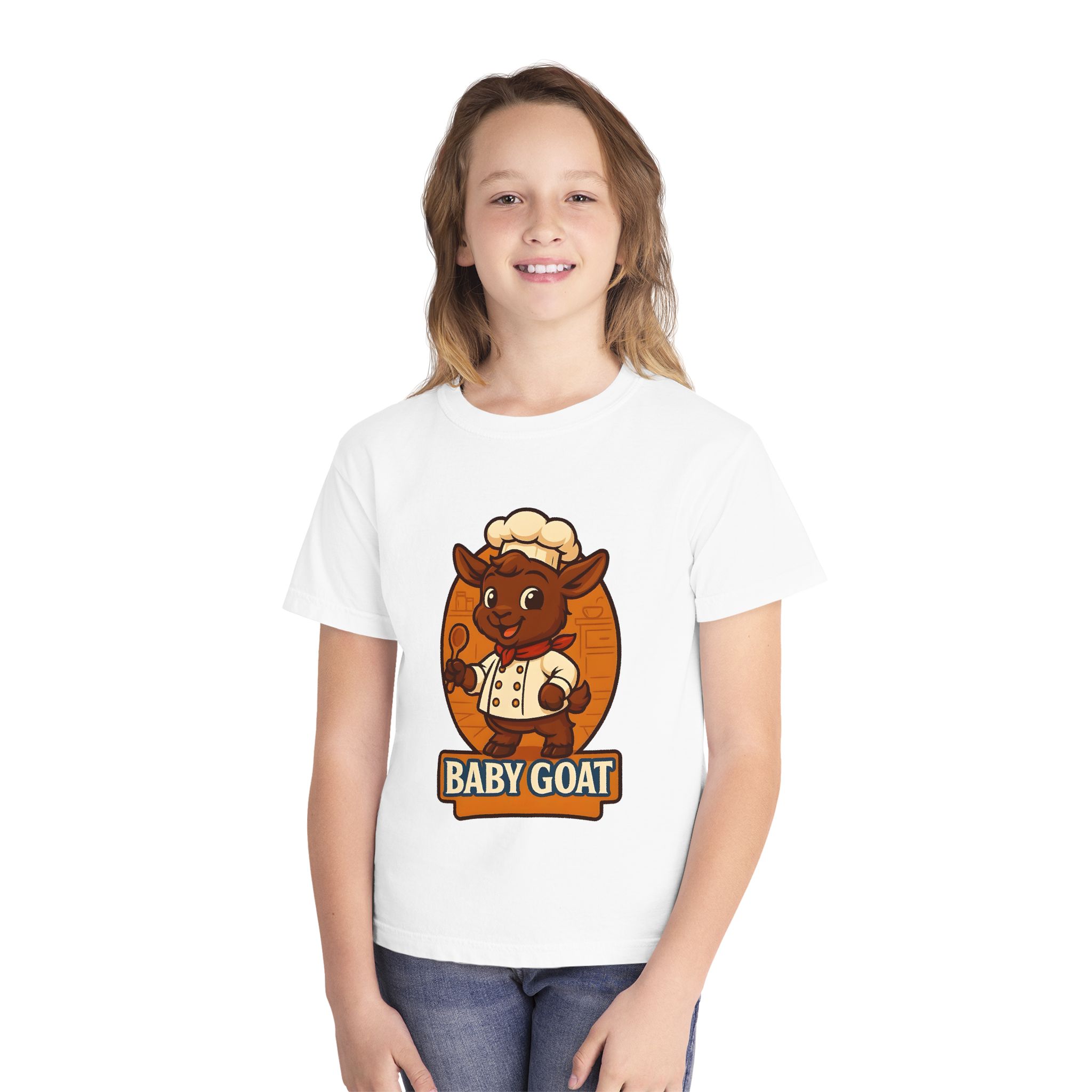 Charlie the Chef Baby Goat Kids T‑Shirt — Cute Chef Goat Graphic Youth Tee - Image 3