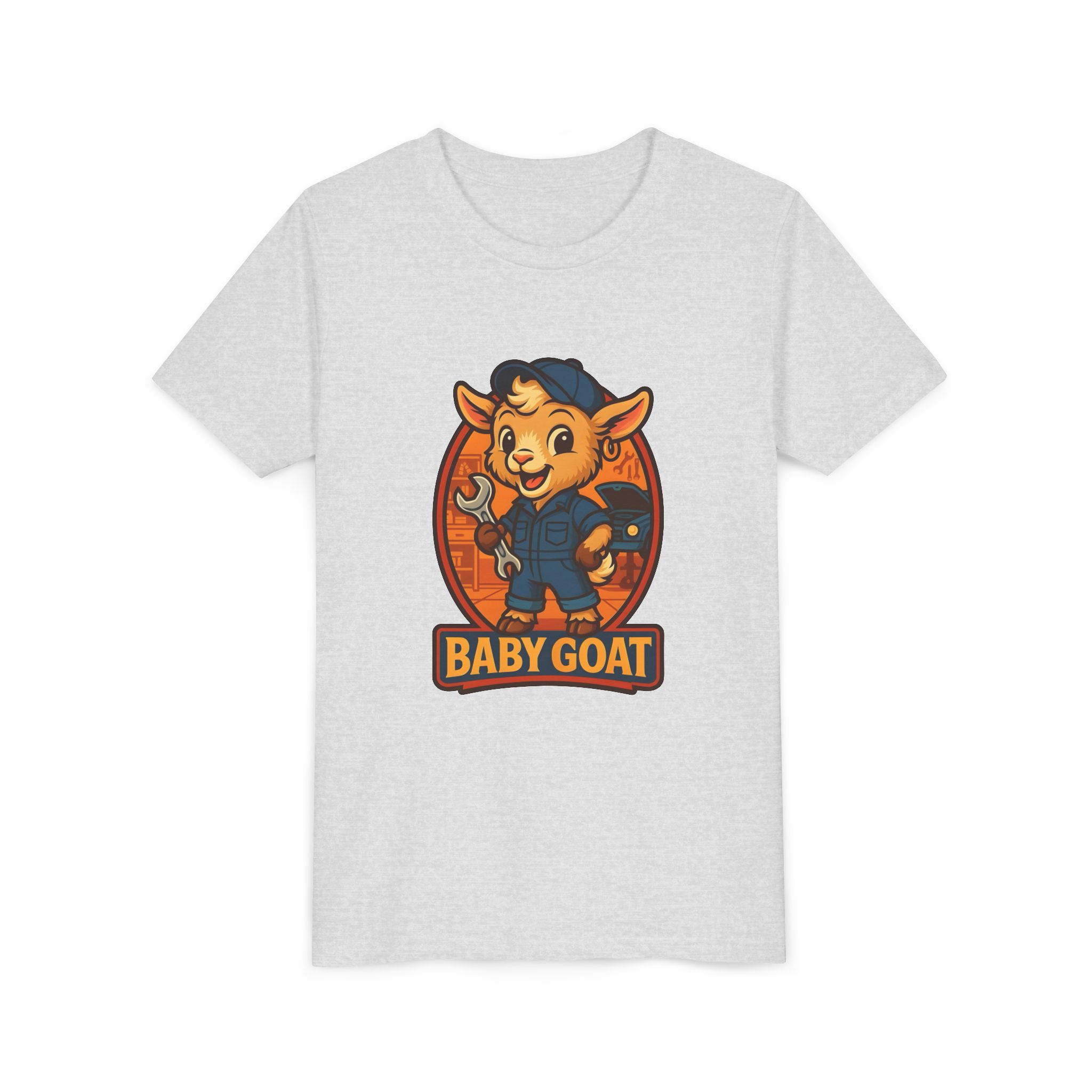 Ollie the Auto Helper Baby Goat Kids T‑Shirt – Cute Mechanic Kid Cartoon Tee - Image 7