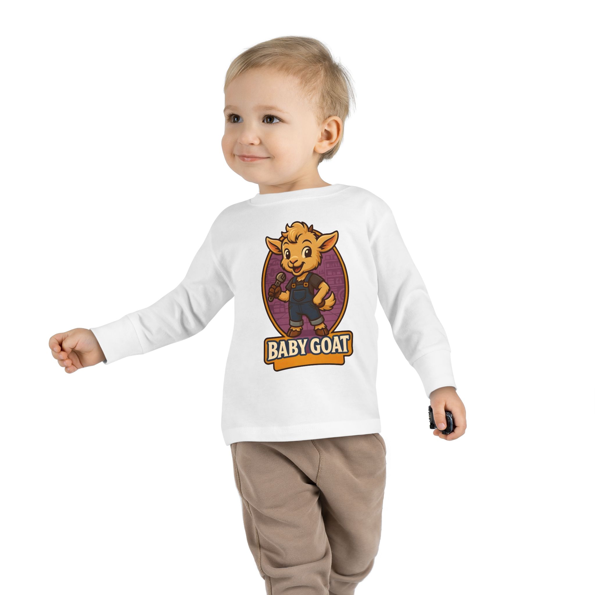 Toddler Long Sleeve Tee — Cute 'Baby Goat' Cartoon Kids Shirt - Image 3