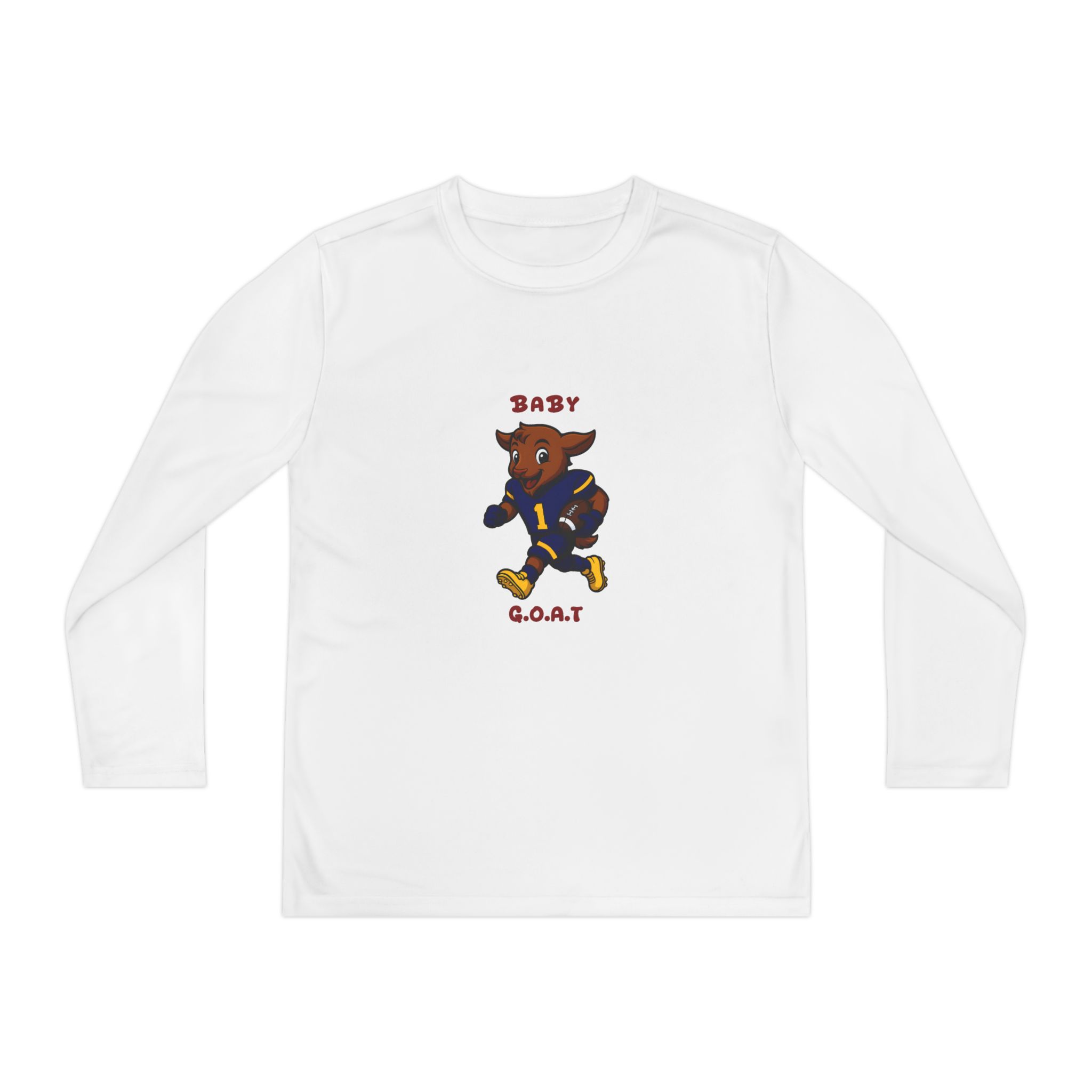 Davon The Touchdown Star In Action Youth GOAT Football Long Sleeve Tee — Baby G.O.A.T. Player Graphic