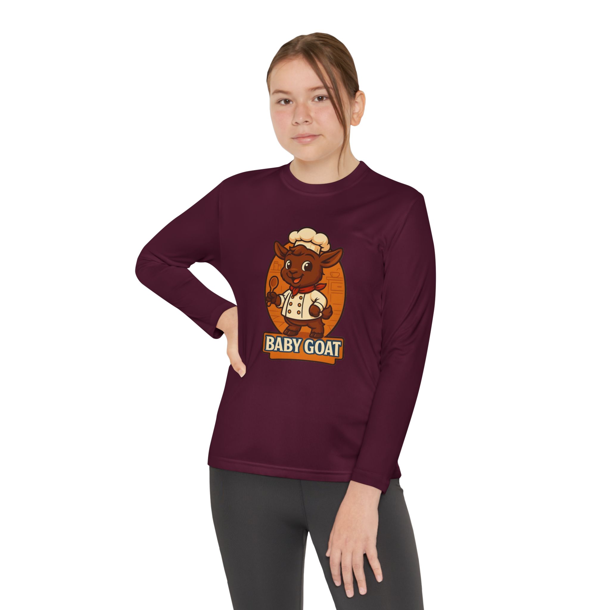Youth Long Sleeve Tee — Cute 'Baby Goat' Cartoon Baseball Design - Image 16