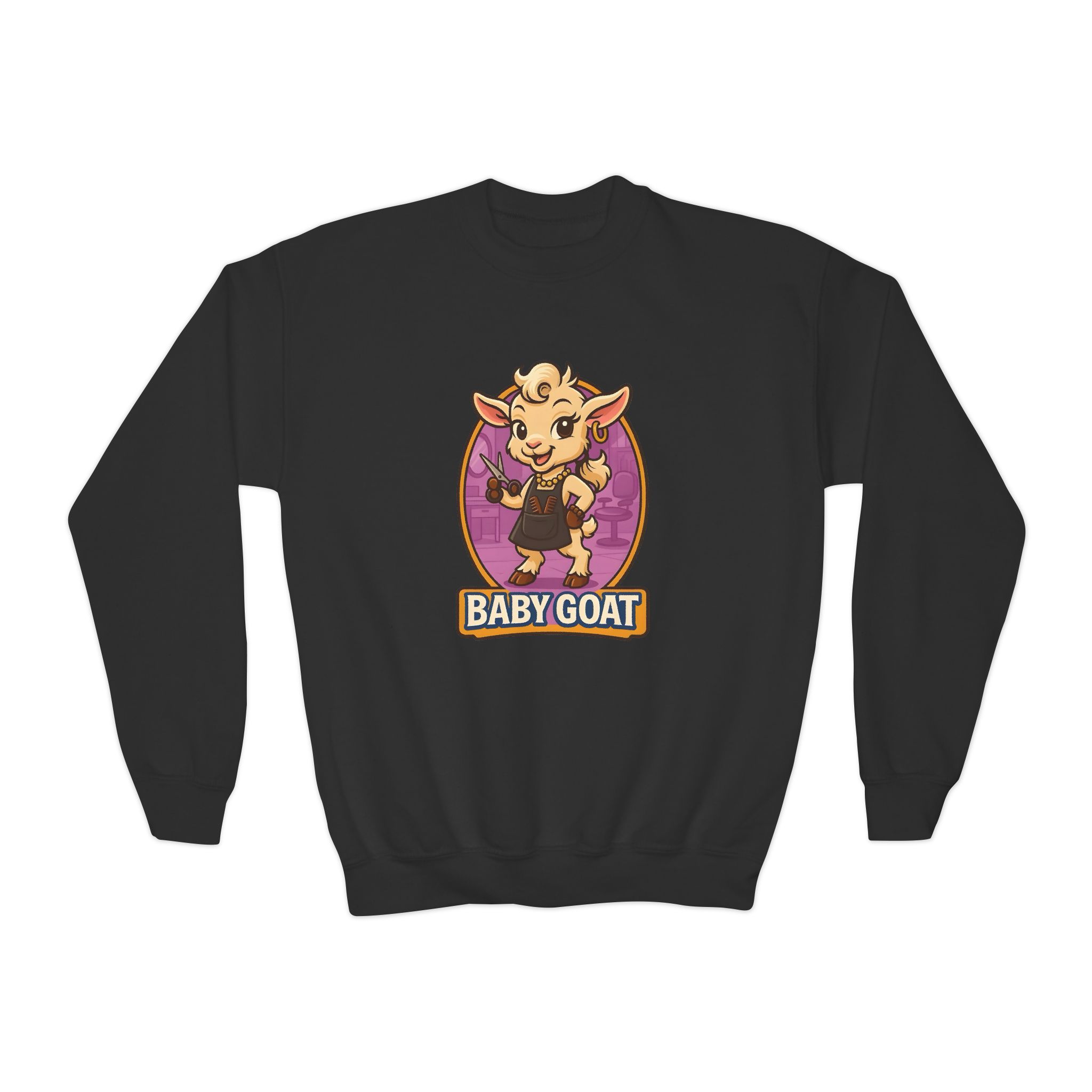 Joy the Stylist Youth Sweatshirt - 'Baby Goat' Cute Cartoon Graphic Crewneck - Image 5