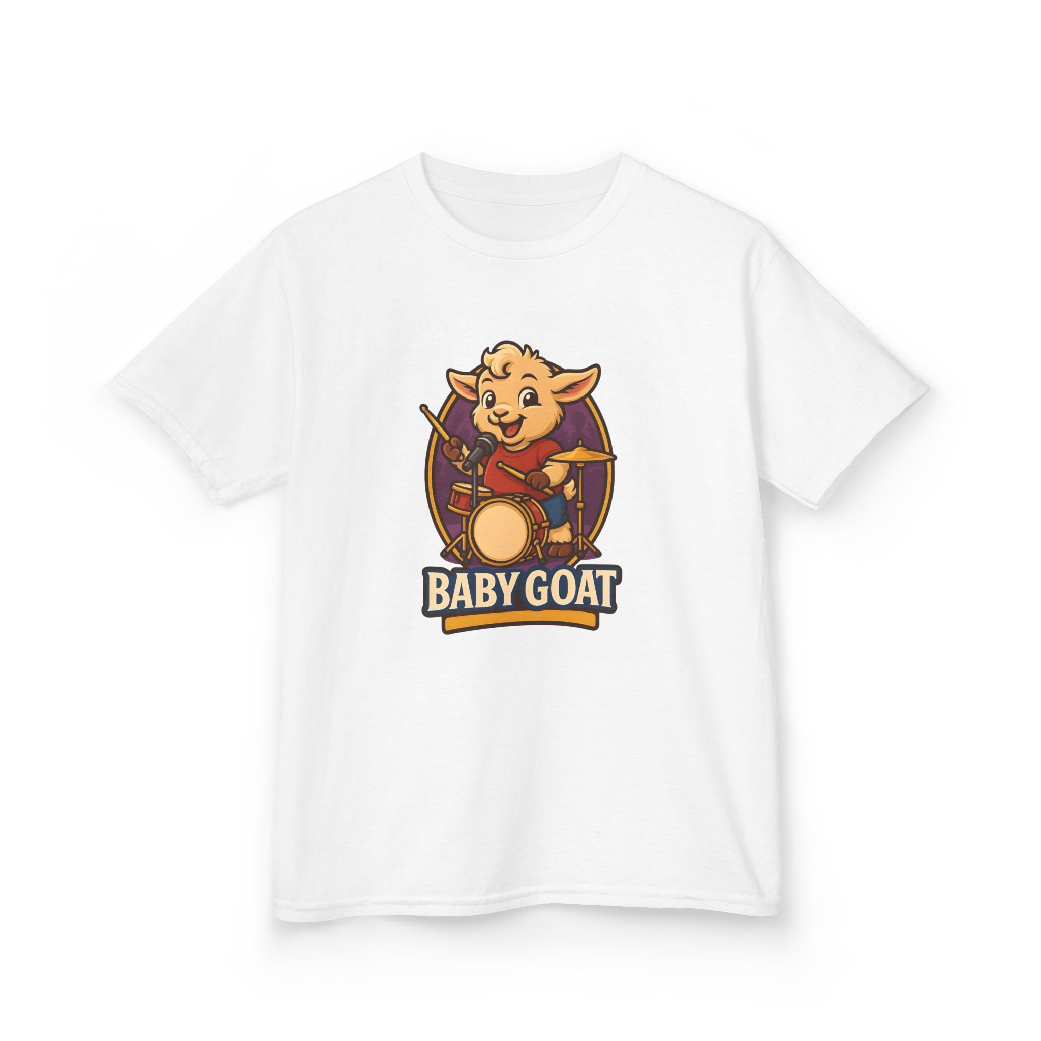 Kids T-Shirt — Cute 'Baby Goat' Cartoon Drum Player Tee for Toddlers - Image 3