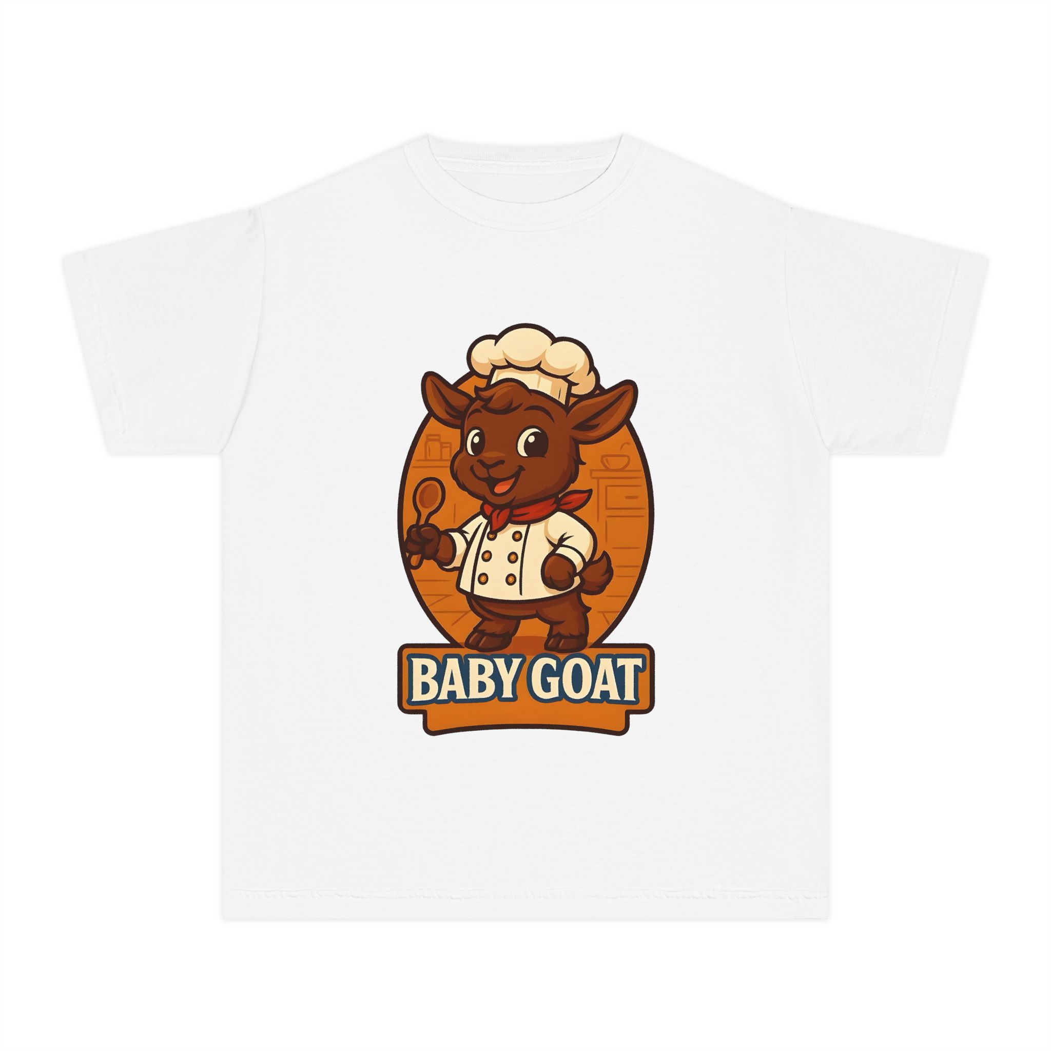 Charlie the Chef Baby Goat Kids T‑Shirt — Cute Chef Goat Graphic Youth Tee