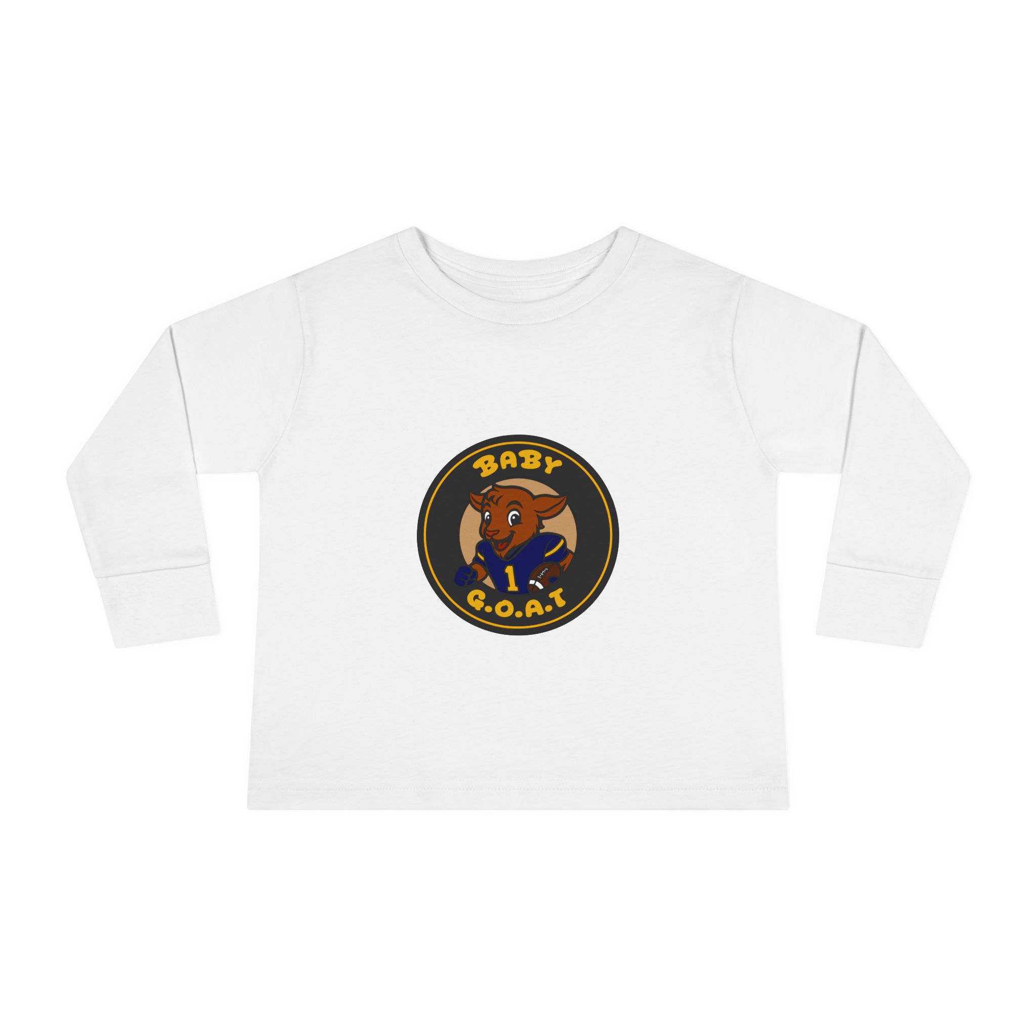 Davon The Touchdown Star Yello Background Baby G.O.A.T. Toddler Long Sleeve Tee — Cute Goat Athlete Graphic