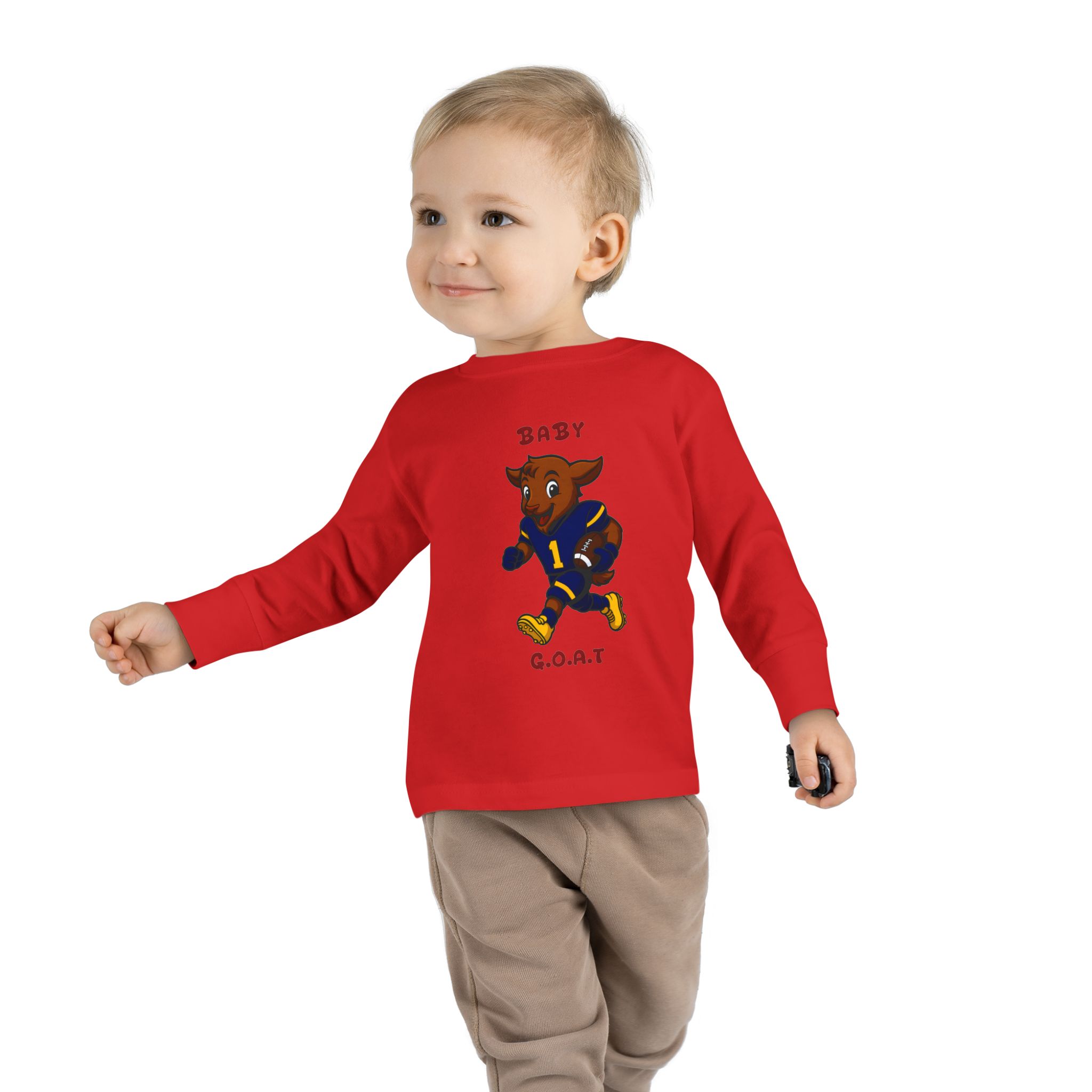 Davon The Touchdown Star In Action Toddler Long Sleeve Tee — "Baby G.O.A.T." Football Goat Graphic - Image 15