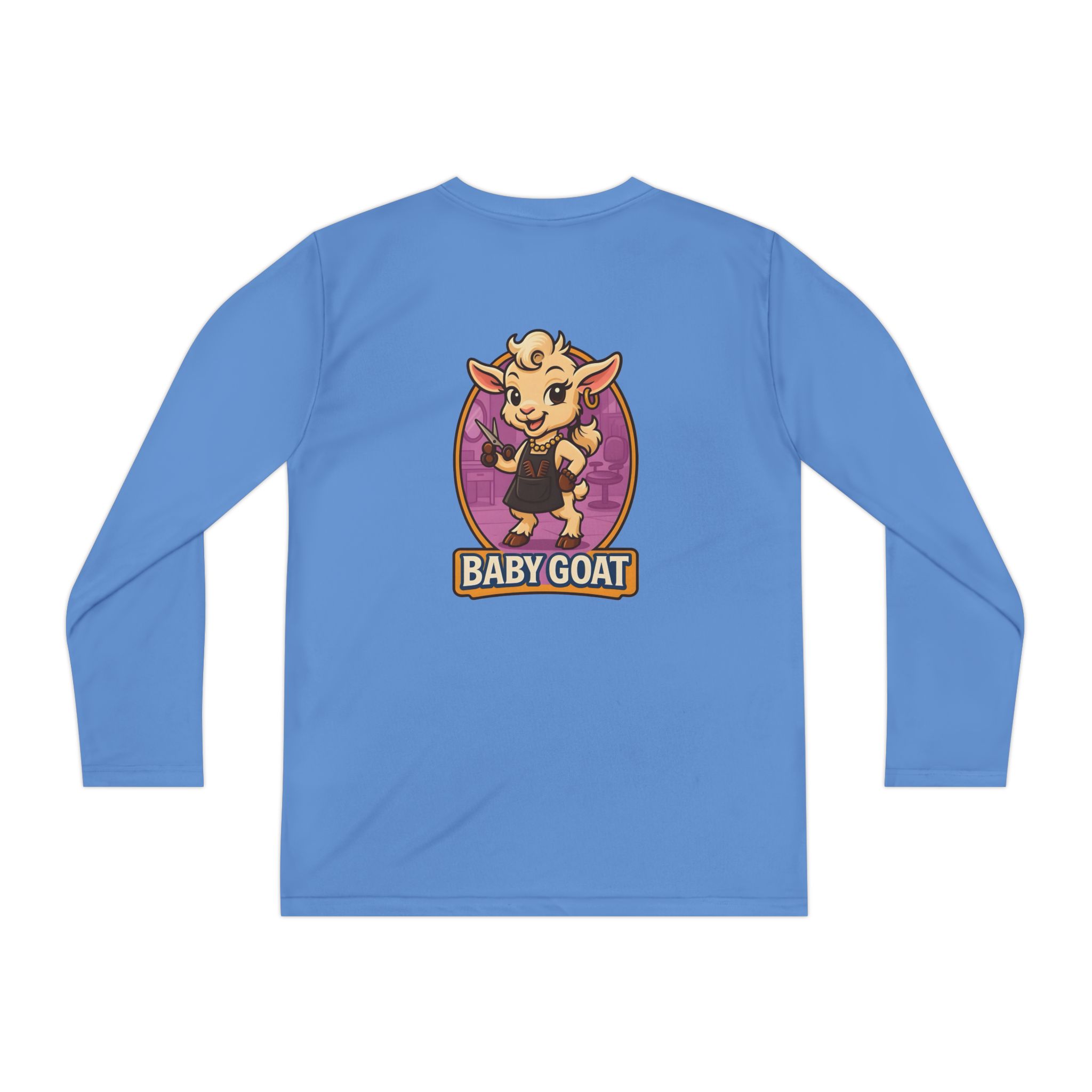 Joy the Stylist Baby Goat Youth Long Sleeve Tee — Cute Cartoon Kid’s Shirt - Image 10