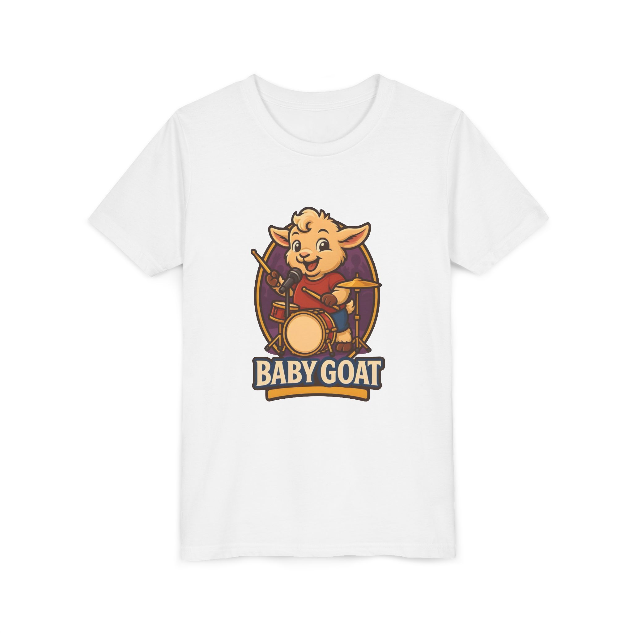Youth Tee — Cute 'Baby Goat' Drummer Graphic Shirt for Kids - Image 3