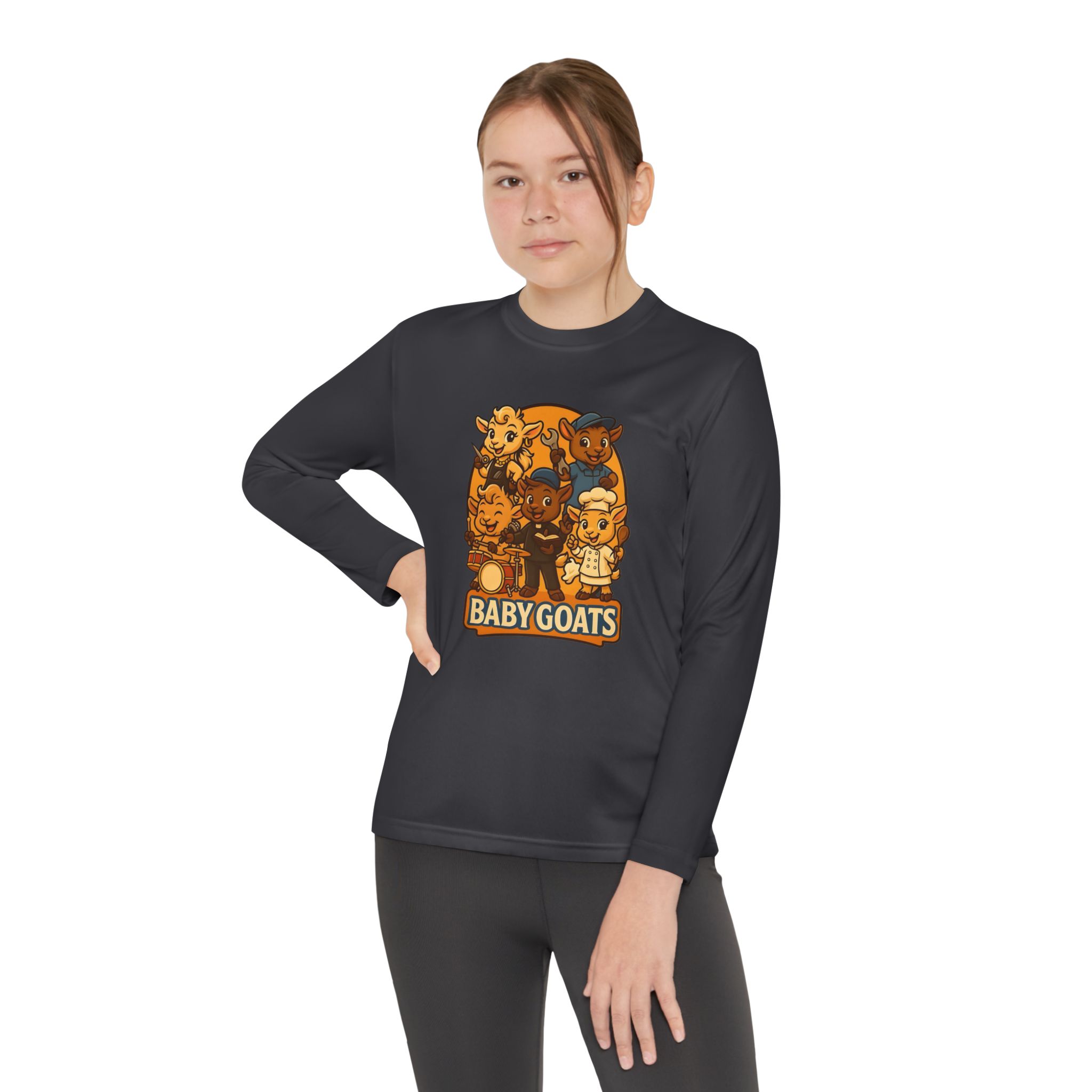 Youth Long Sleeve Tee — 'Baby Goats' Cute Cartoon Kids Shirt - Image 12