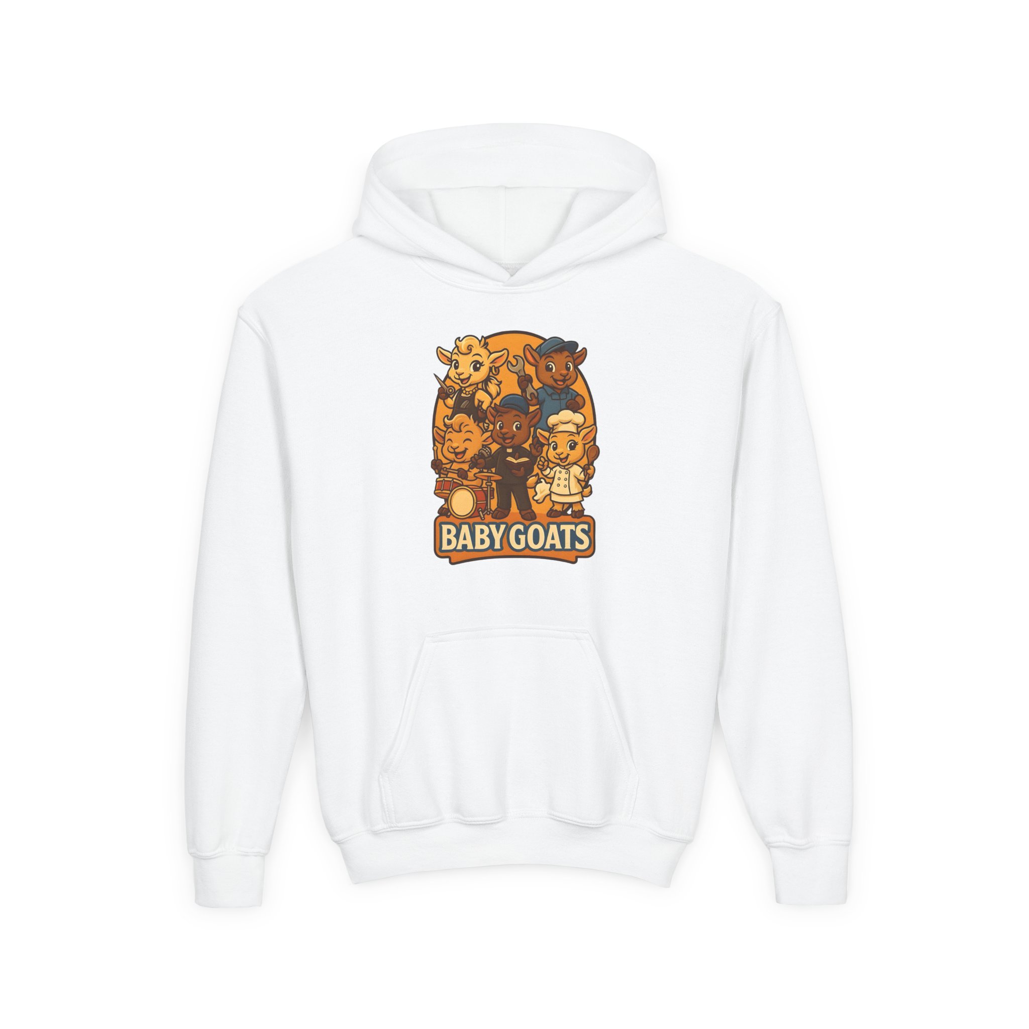 Youth Hoodie — Cute 'Baby Goats' Cartoon Kids Pullover