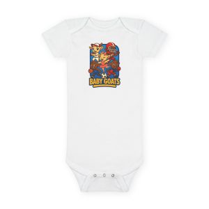 The Little Champs Crew Baby Onesie - Cute "Baby Goats" Graphic Infant Short Sleeve Bodysuit