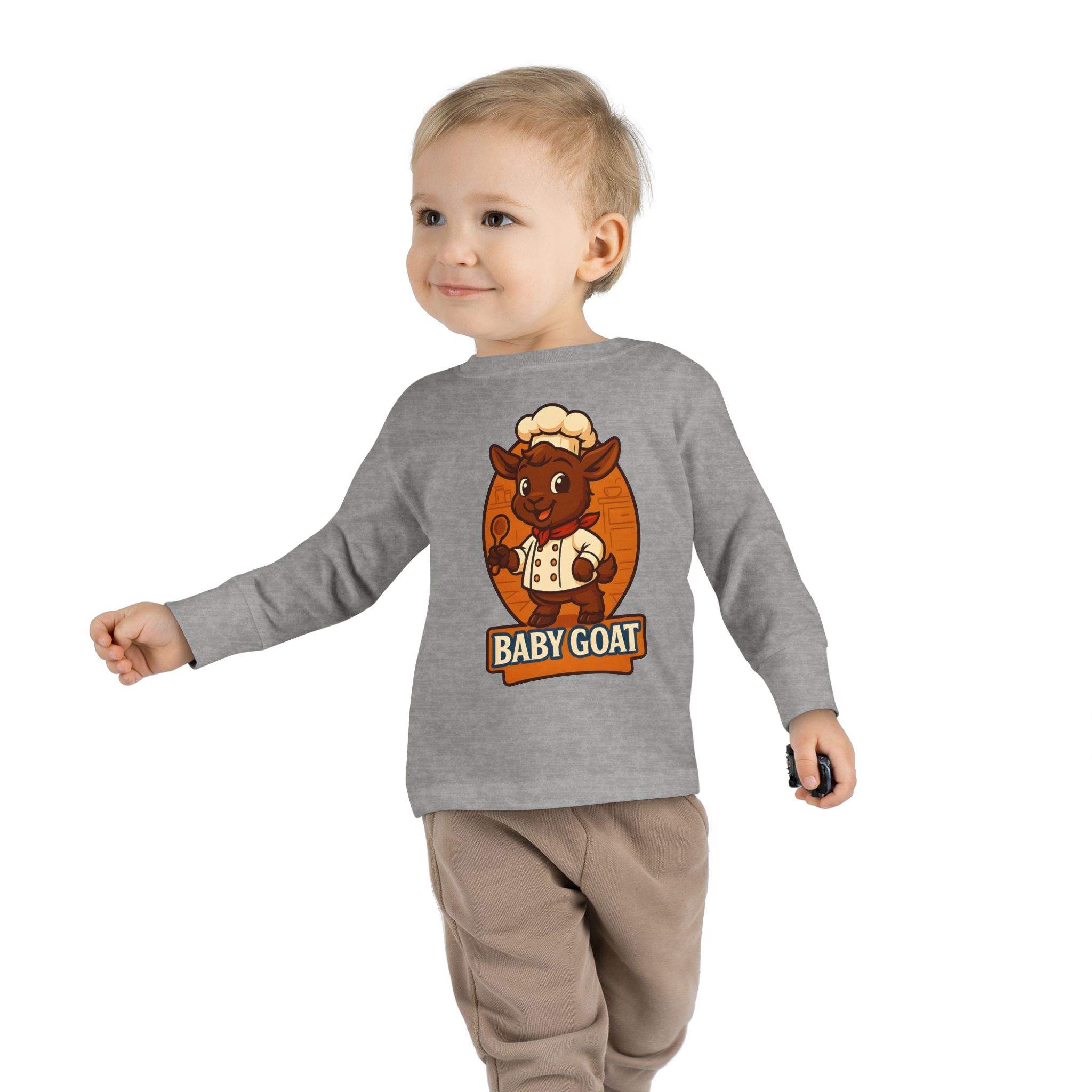 Charlie the Chef Toddler Tee — Cute 'Baby Goat' Cartoon Chef Long Sleeve Shirt - Image 7