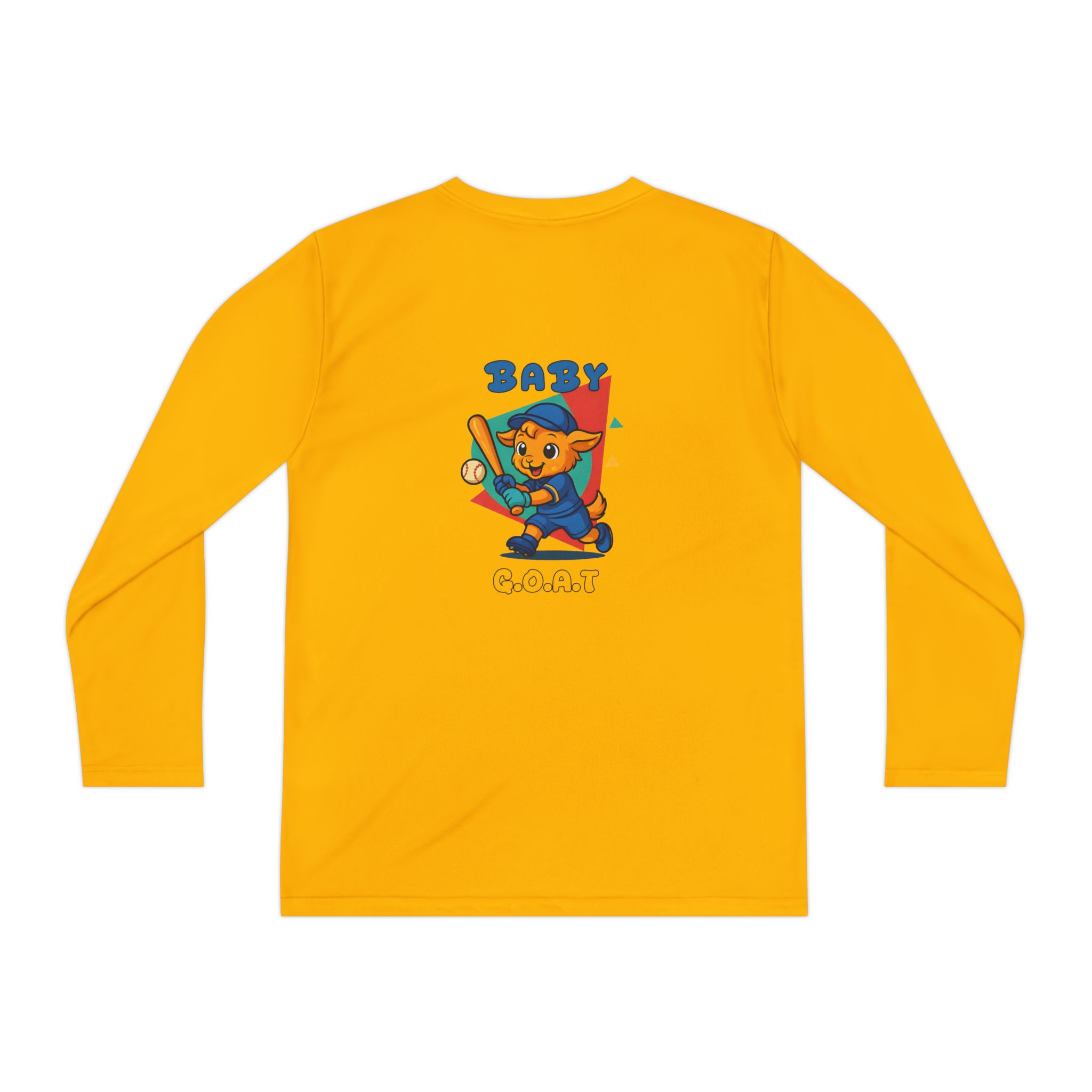 Barry the Slugger Youth Long Sleeve Tee — 'Baby G.O.A.T.' Cute Cartoon Baseball Cat Shirt - Image 10