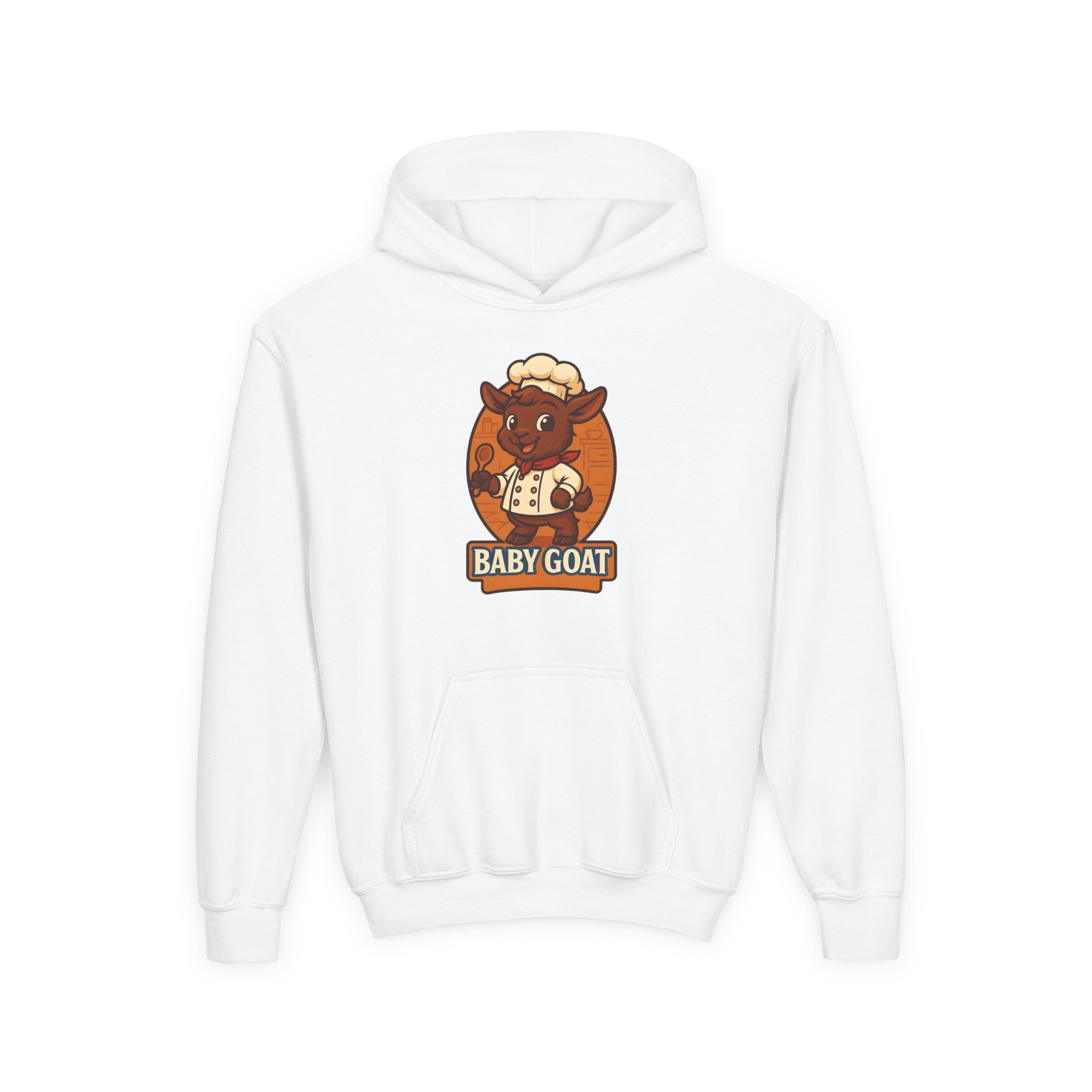 Charlie the Chef Youth Hoodie — Cute 'Baby Goat' Chef Graphic Sweatshirt for Kids