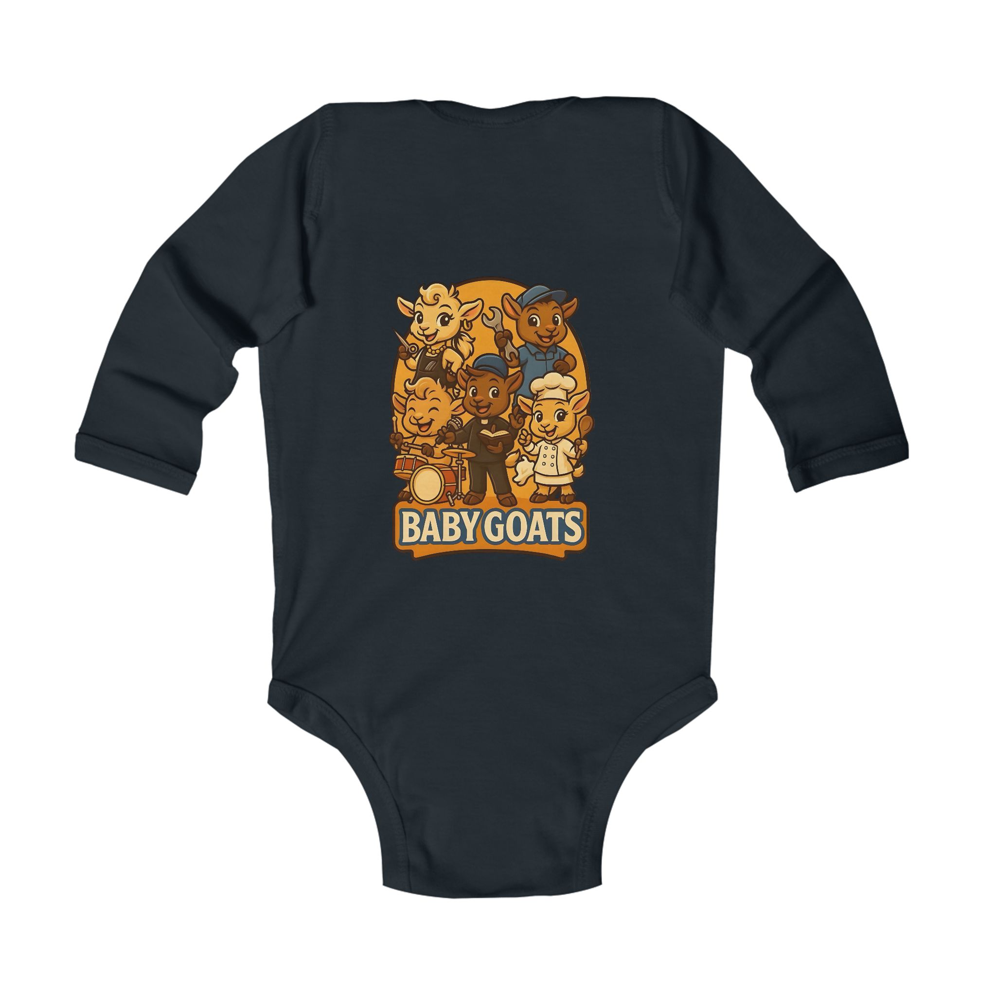 Baby Goats Infant Long Sleeve Bodysuit — Cute Cartoon Goat Family Tee for Newborns & Baby Shower Gift - Image 2