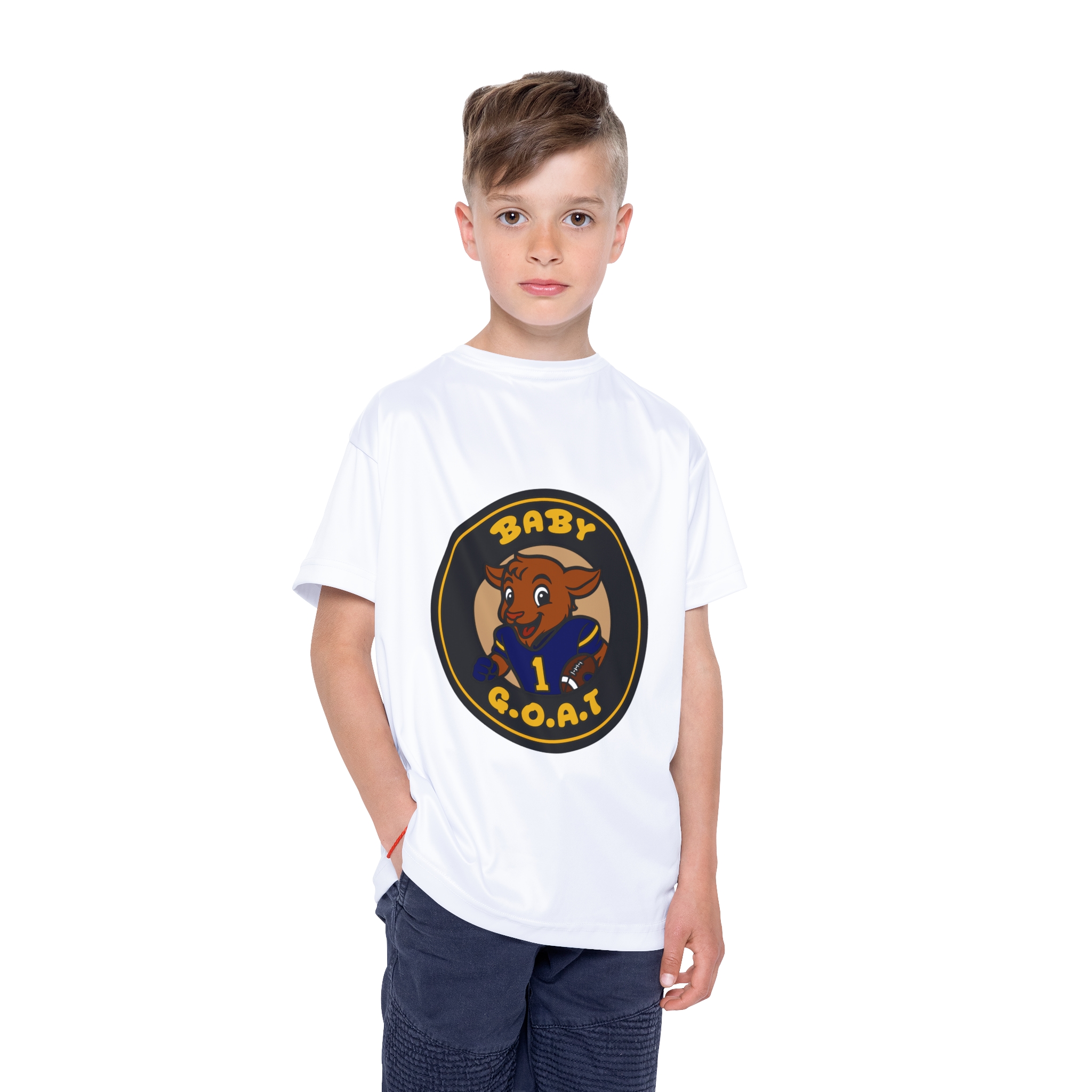 Davon The Touchdown Star Yello Background Kids Jersey - "Baby G.O.A.T." Goat Sports Tee for Toddlers - Image 3