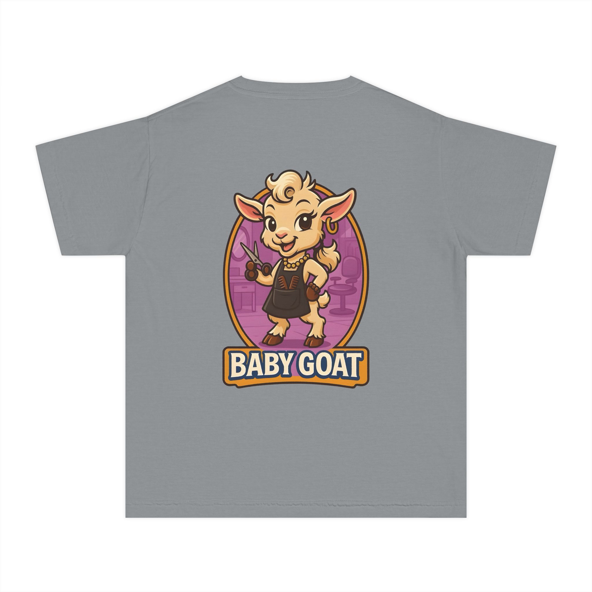 Joy the Stylist Baby Goat Youth Tee – Cute Cartoon Kid’s T-Shirt - Image 8