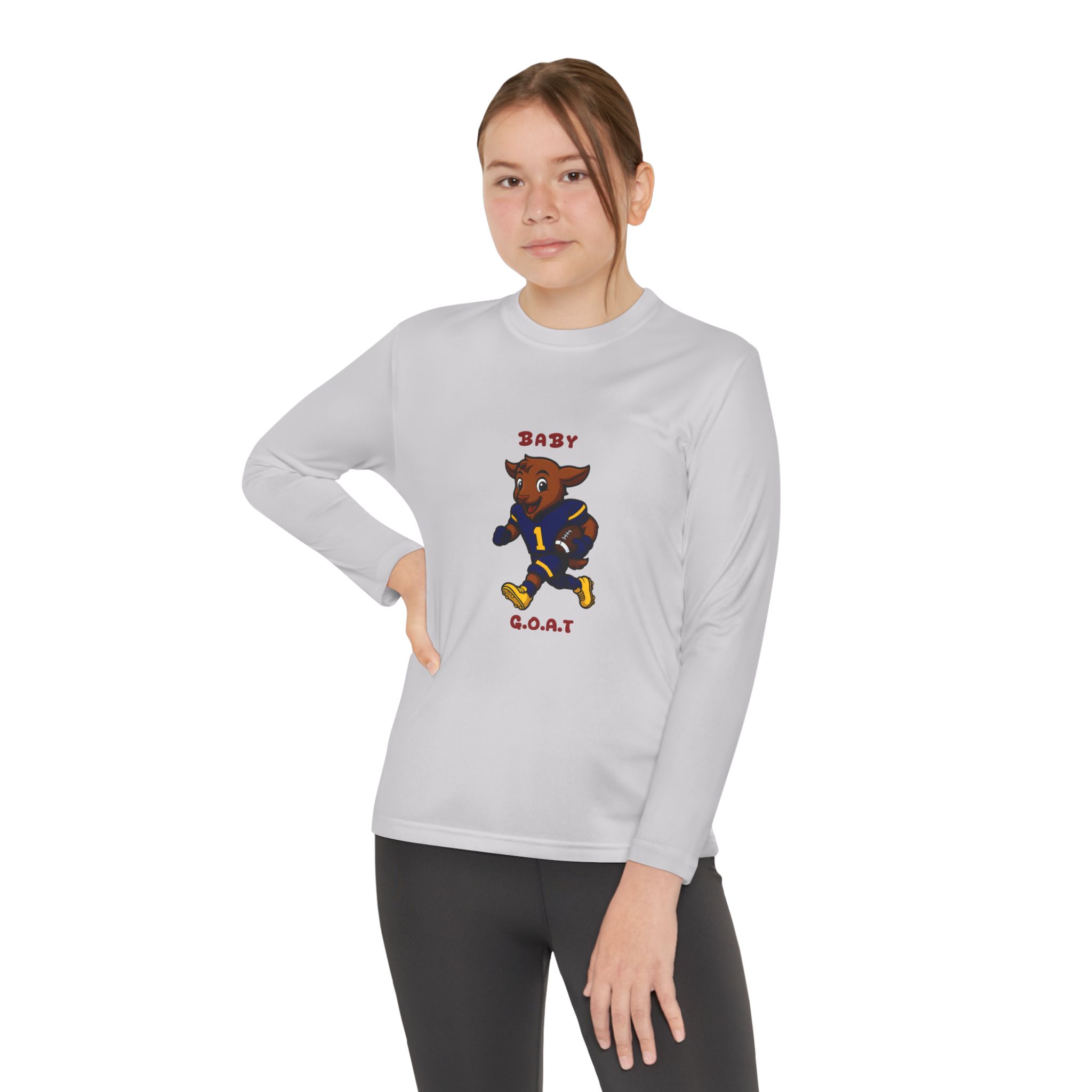 Davon The Touchdown Star In Action Youth GOAT Football Long Sleeve Tee — Baby G.O.A.T. Player Graphic - Image 8