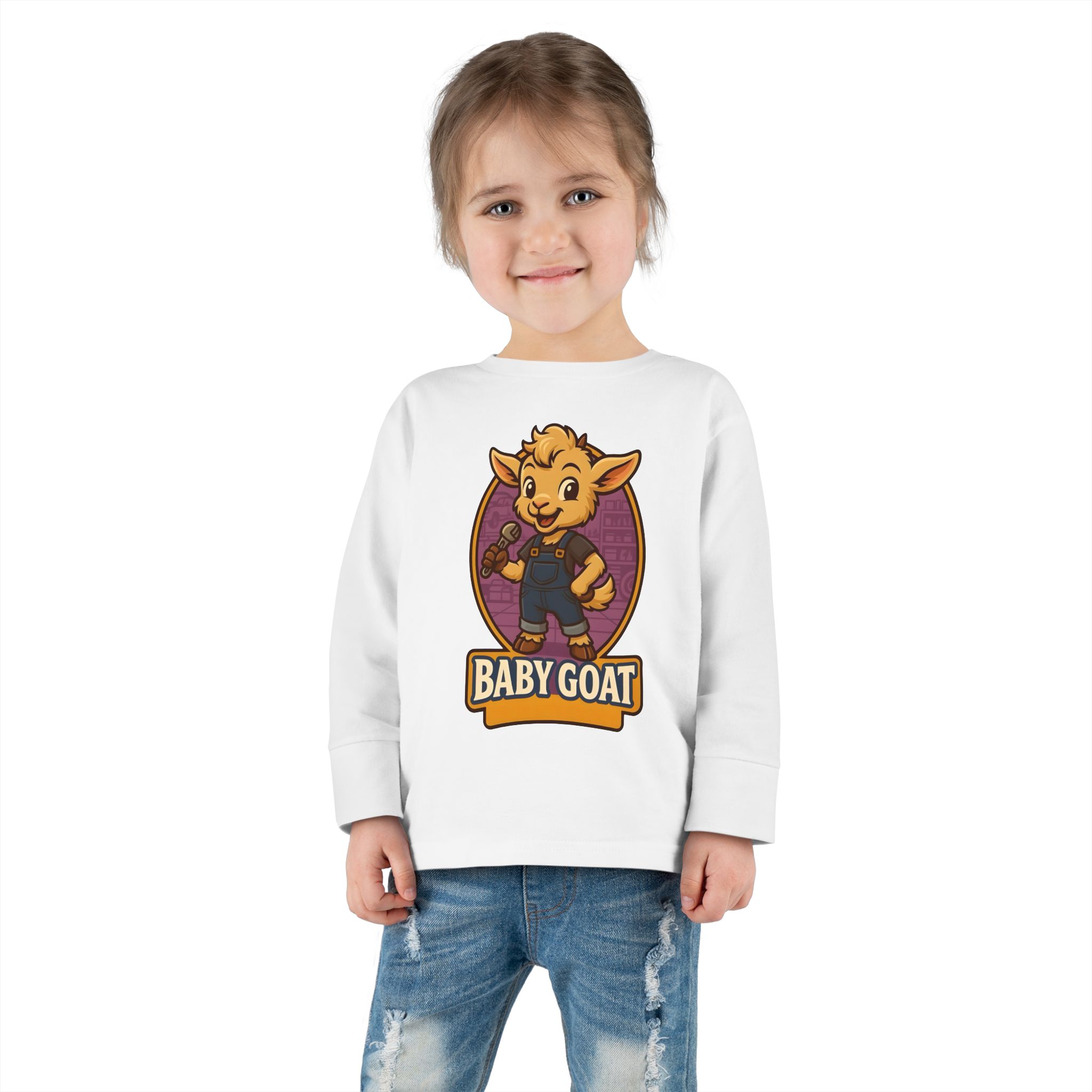 Toddler Long Sleeve Tee — Cute 'Baby Goat' Cartoon Kids Shirt - Image 4