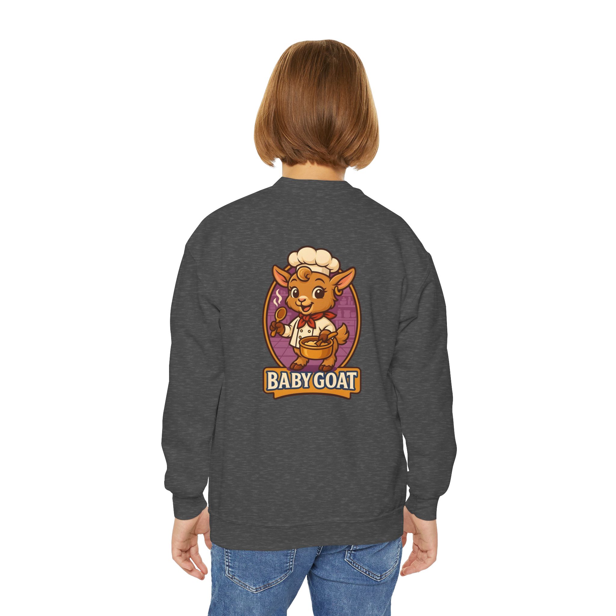 Youth Crewneck Sweatshirt — Cute 'Baby Goat' Cartoon Graphic for Kids - Image 12
