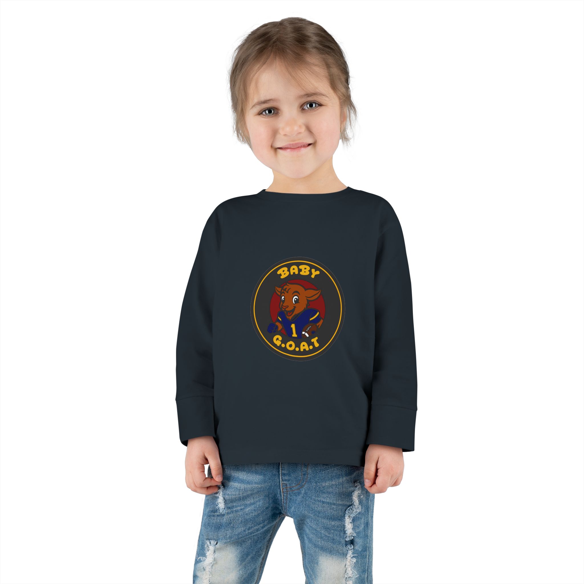 Davon The Touchdown Star Toddler Long Sleeve Tee — "Baby G.O.A.T." Goat Graphic Shirt for Kids - Image 12