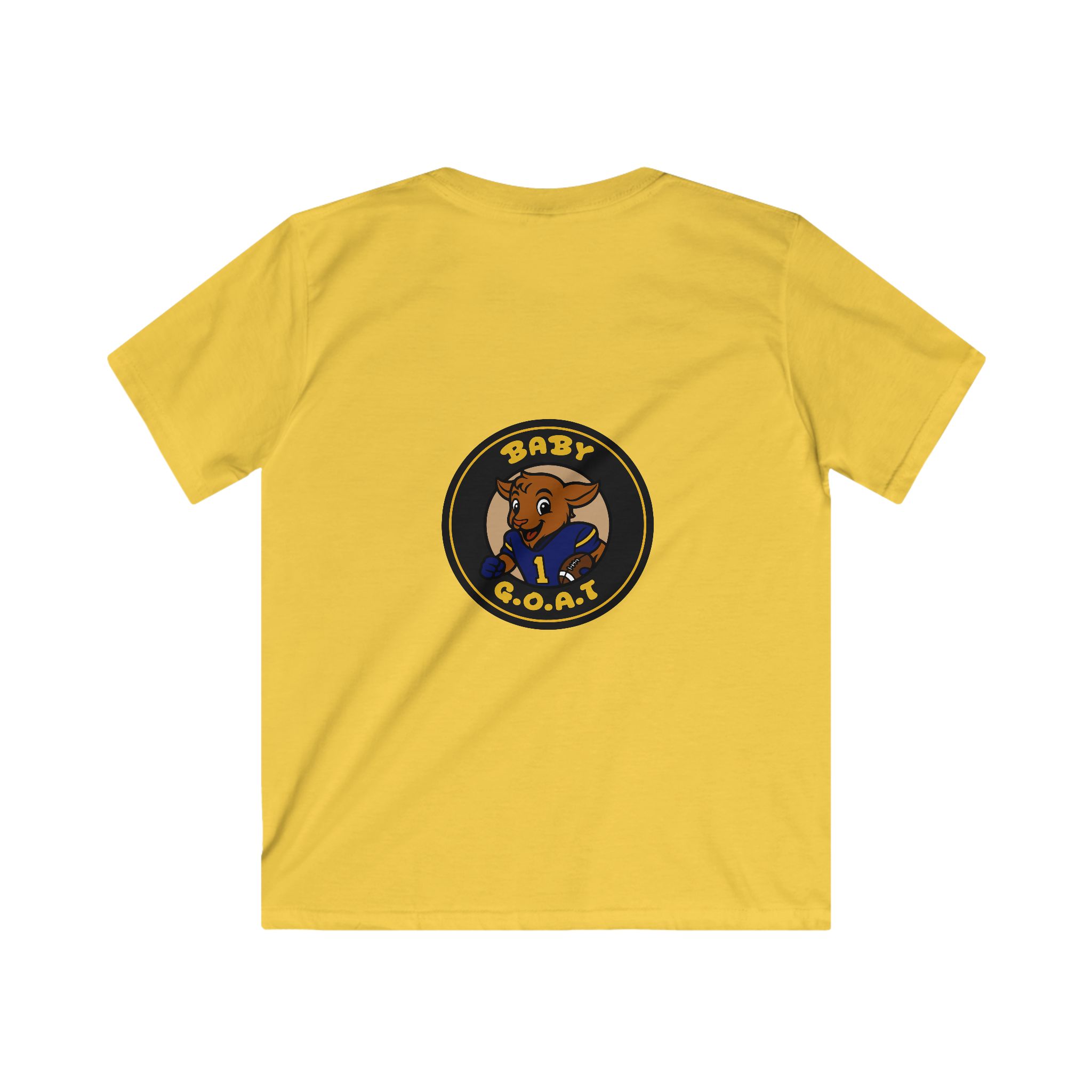 Davon The Touchdown Star Yello Background Kids Tee — "Baby G.O.A.T." Cartoon Goat Graphic - Image 4