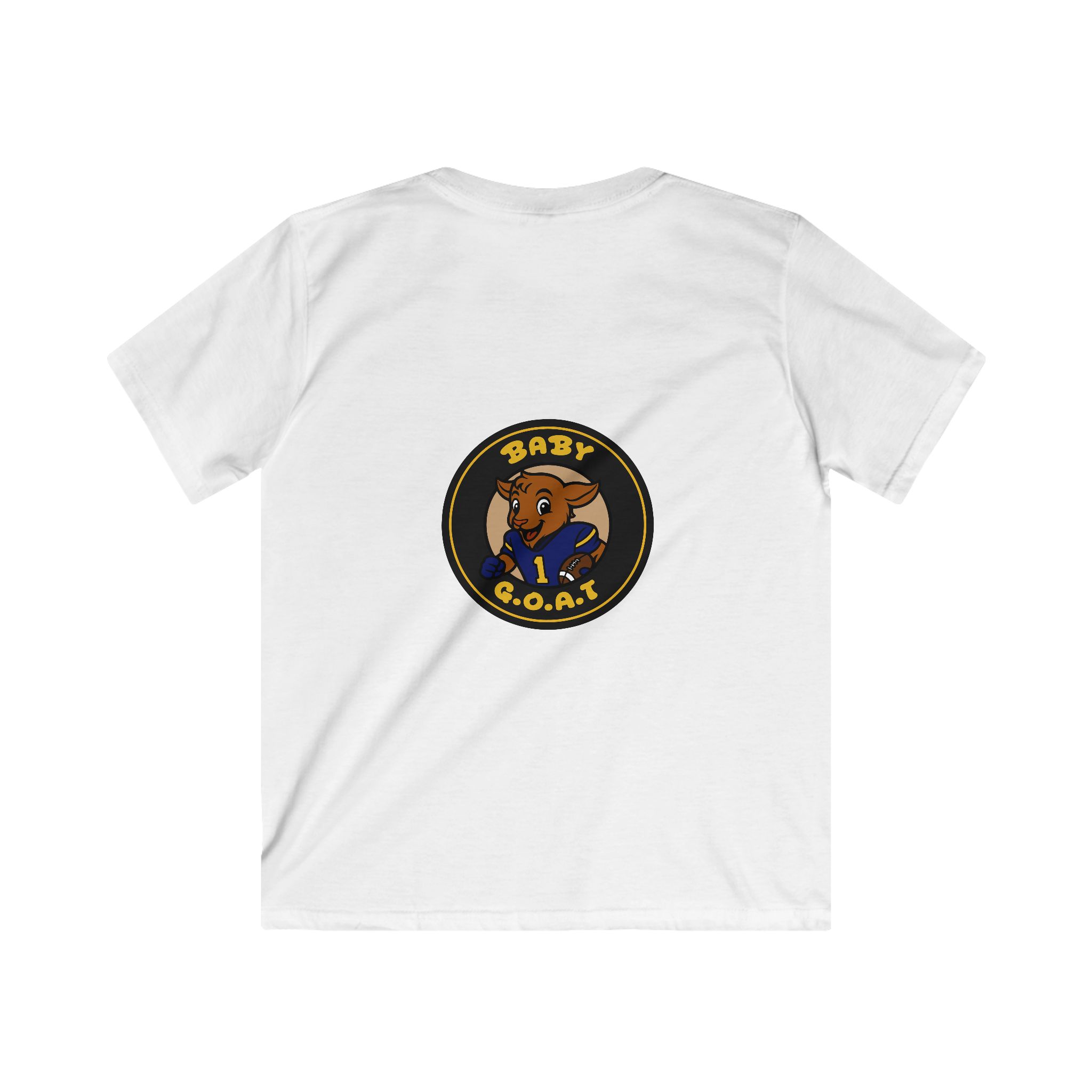Davon The Touchdown Star Yello Background Kids Tee — "Baby G.O.A.T." Cartoon Goat Graphic - Image 2