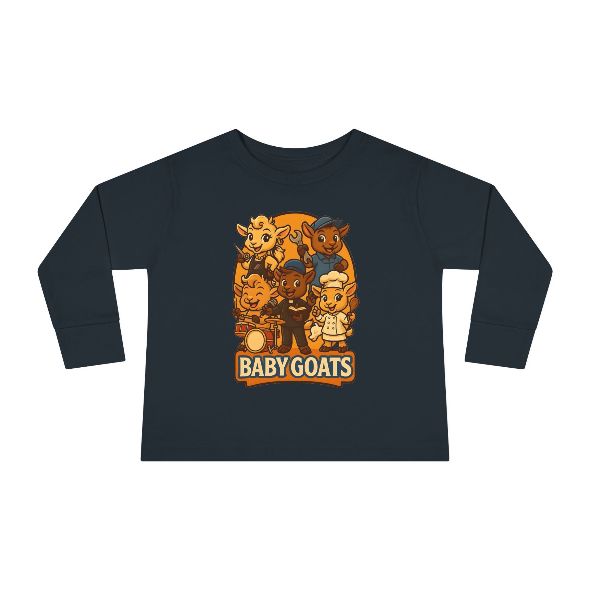 Toddler Tee — 'Baby Goats' Cute Cartoon Goat Kids Long Sleeve Shirt - Image 9