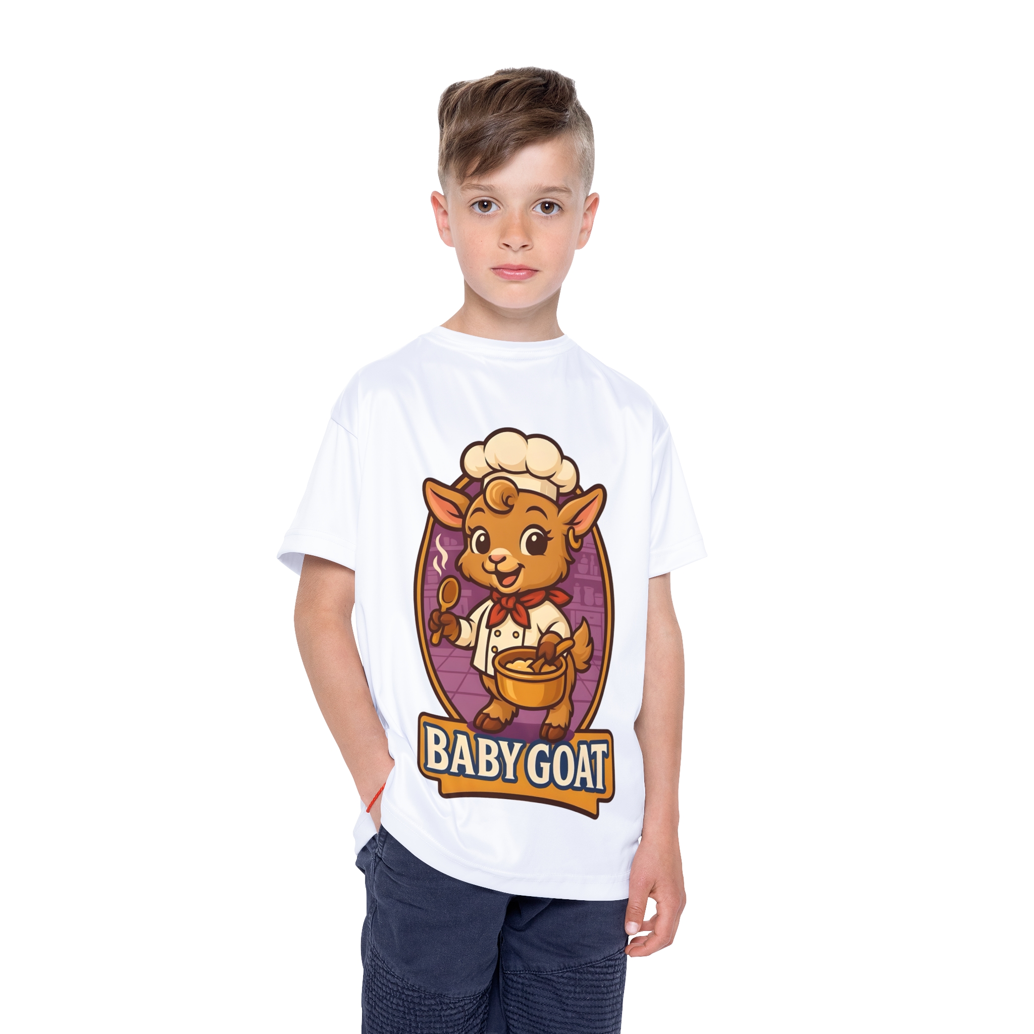 Kids Jersey — Cute 'Baby Goat' Chef Sports Tee (All-Over Print) - Image 3