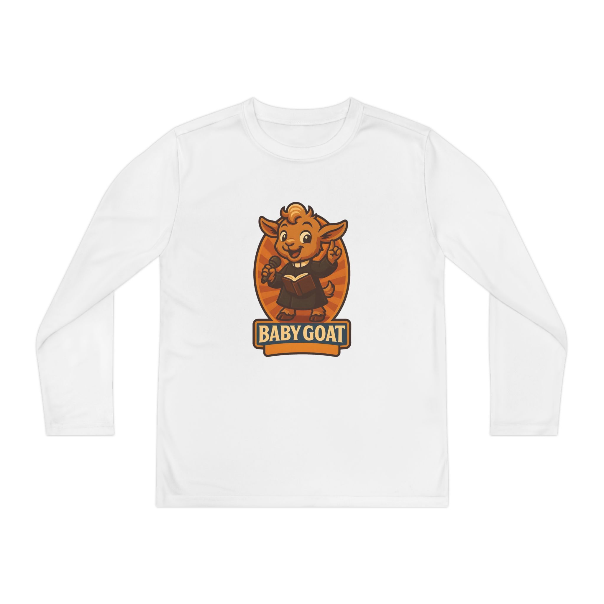 Baby Goat Youth Long Sleeve Tee — Cute Mascot 'Baby Goat' Kids Shirt