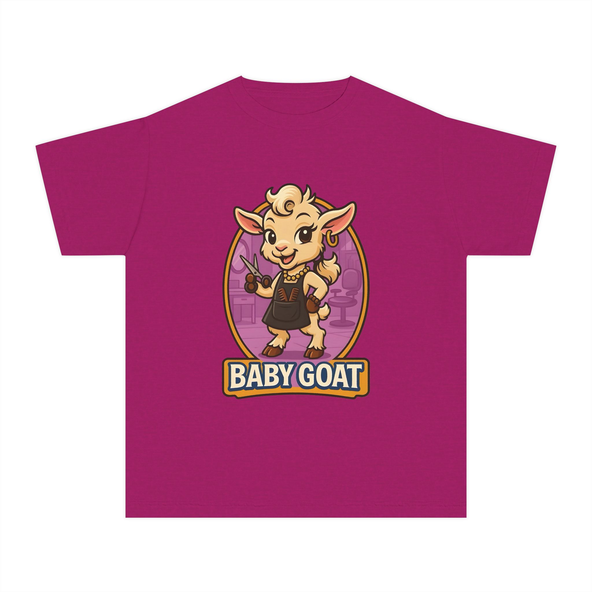 Joy the Stylist Baby Goat Youth Tee – Cute Cartoon Kid’s T-Shirt - Image 10