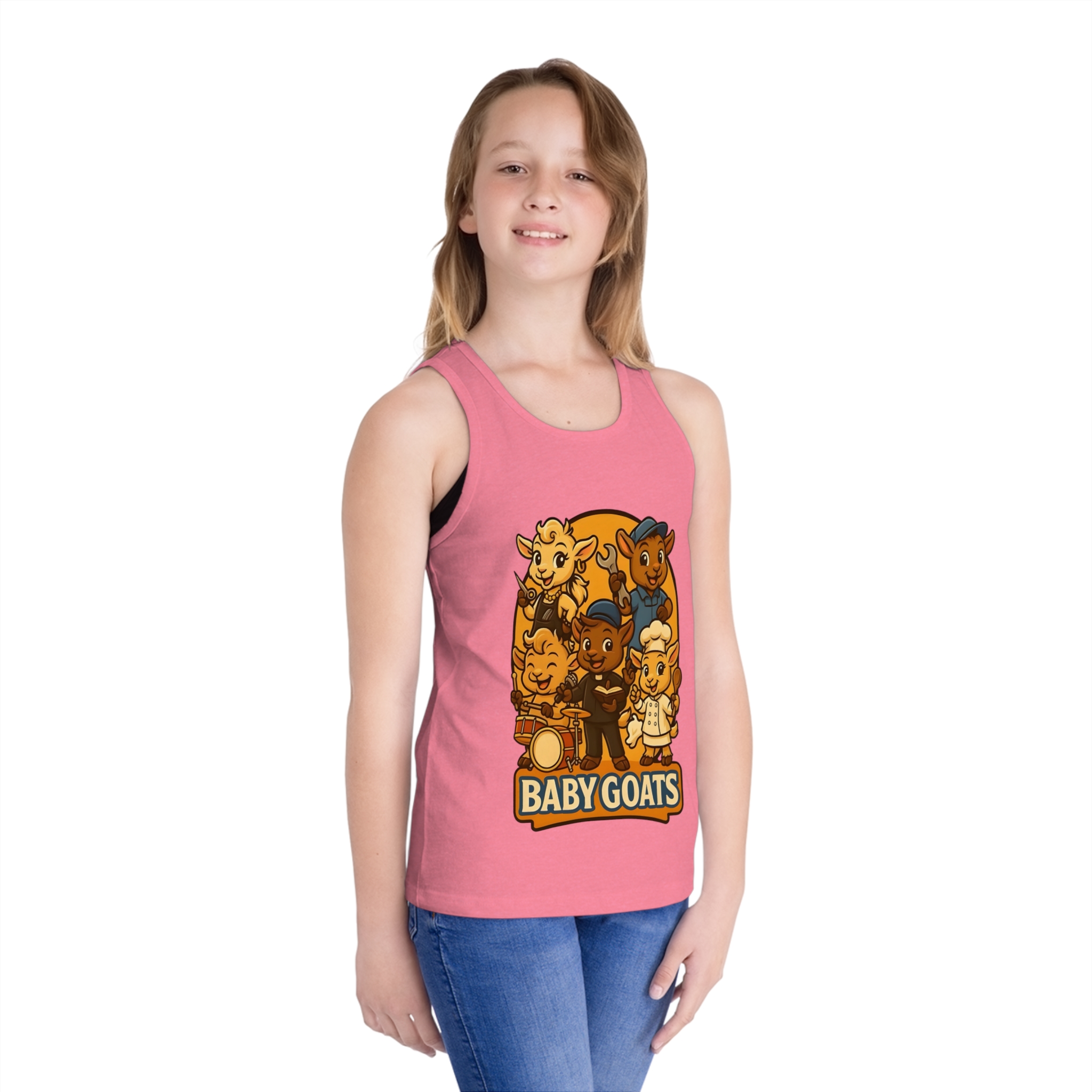 Little Dreamers Kids Tank Top — Cute "Baby GOATS" Cartoon Band Graphic