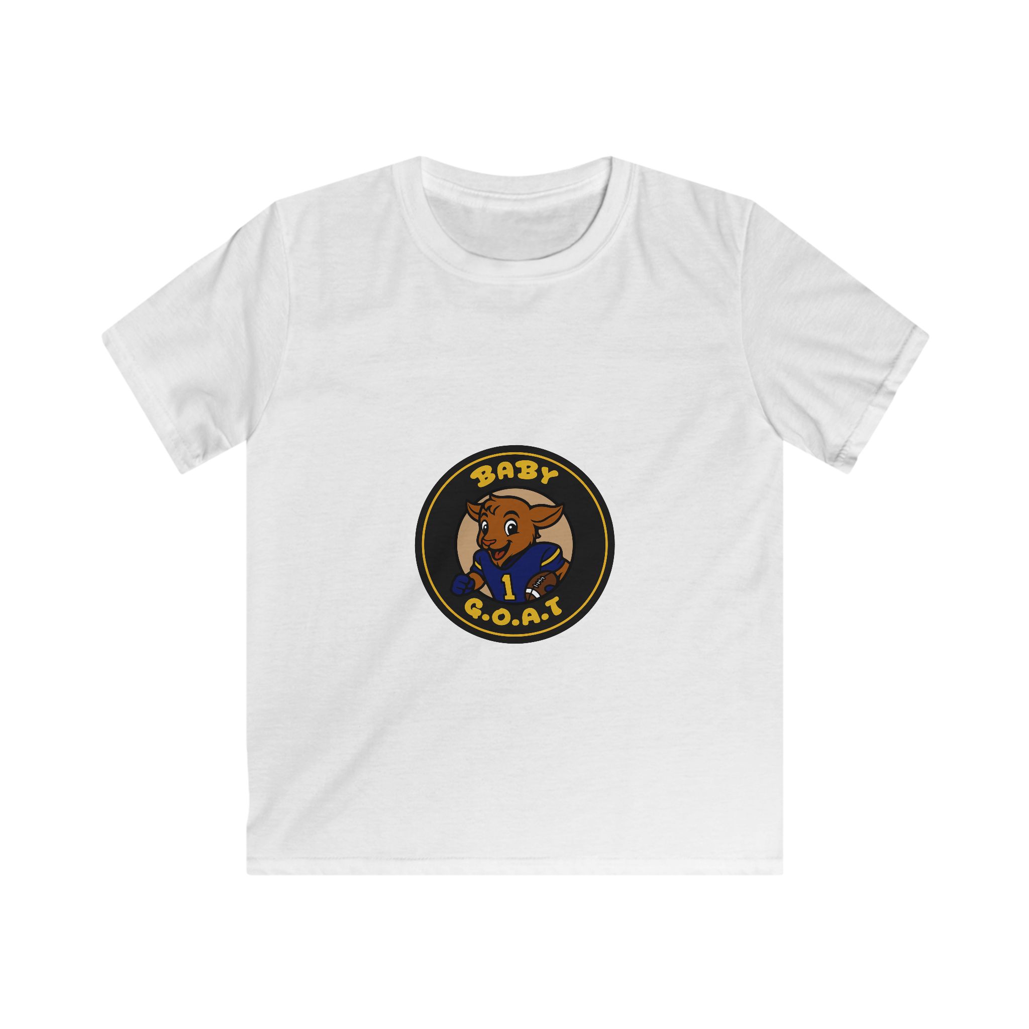 Davon The Touchdown Star Yello Background Kids Tee — "Baby G.O.A.T." Cartoon Goat Graphic