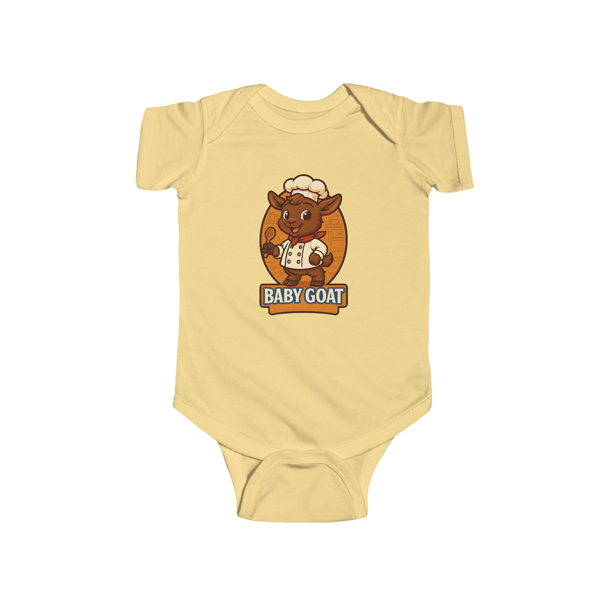 Charlie the Chef Baby Goat Infant Bodysuit - Cute Cartoon Kid Goat "Baby Goat" Onesie - Image 7