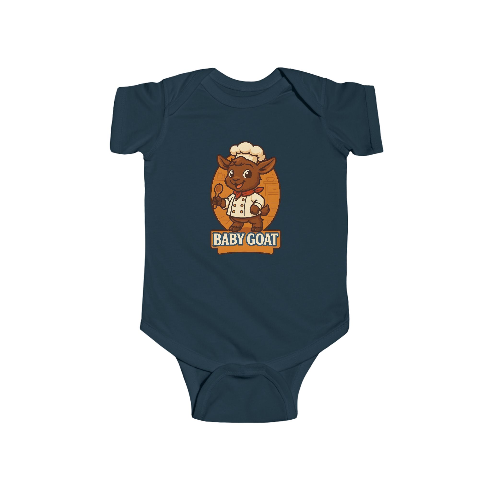Charlie the Chef Baby Goat Infant Bodysuit - Cute Cartoon Kid Goat "Baby Goat" Onesie - Image 10