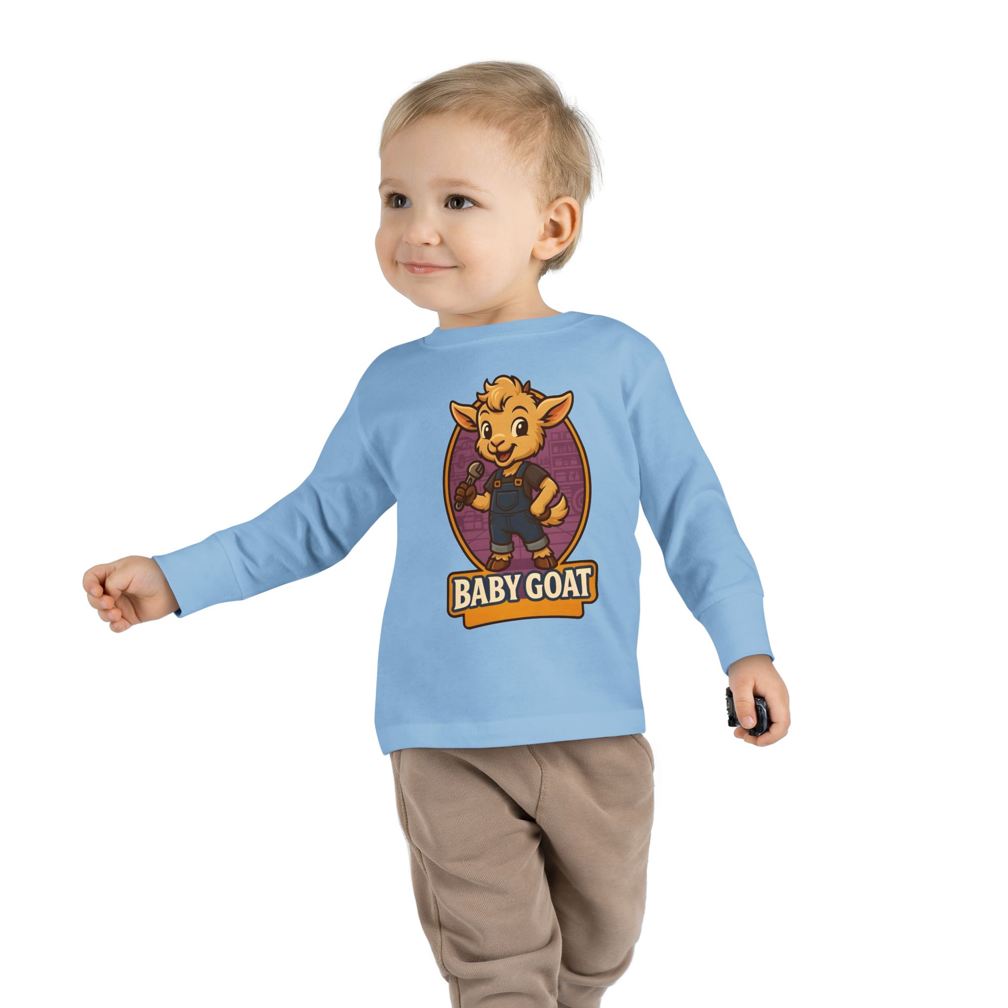 Toddler Long Sleeve Tee — Cute 'Baby Goat' Cartoon Kids Shirt - Image 11