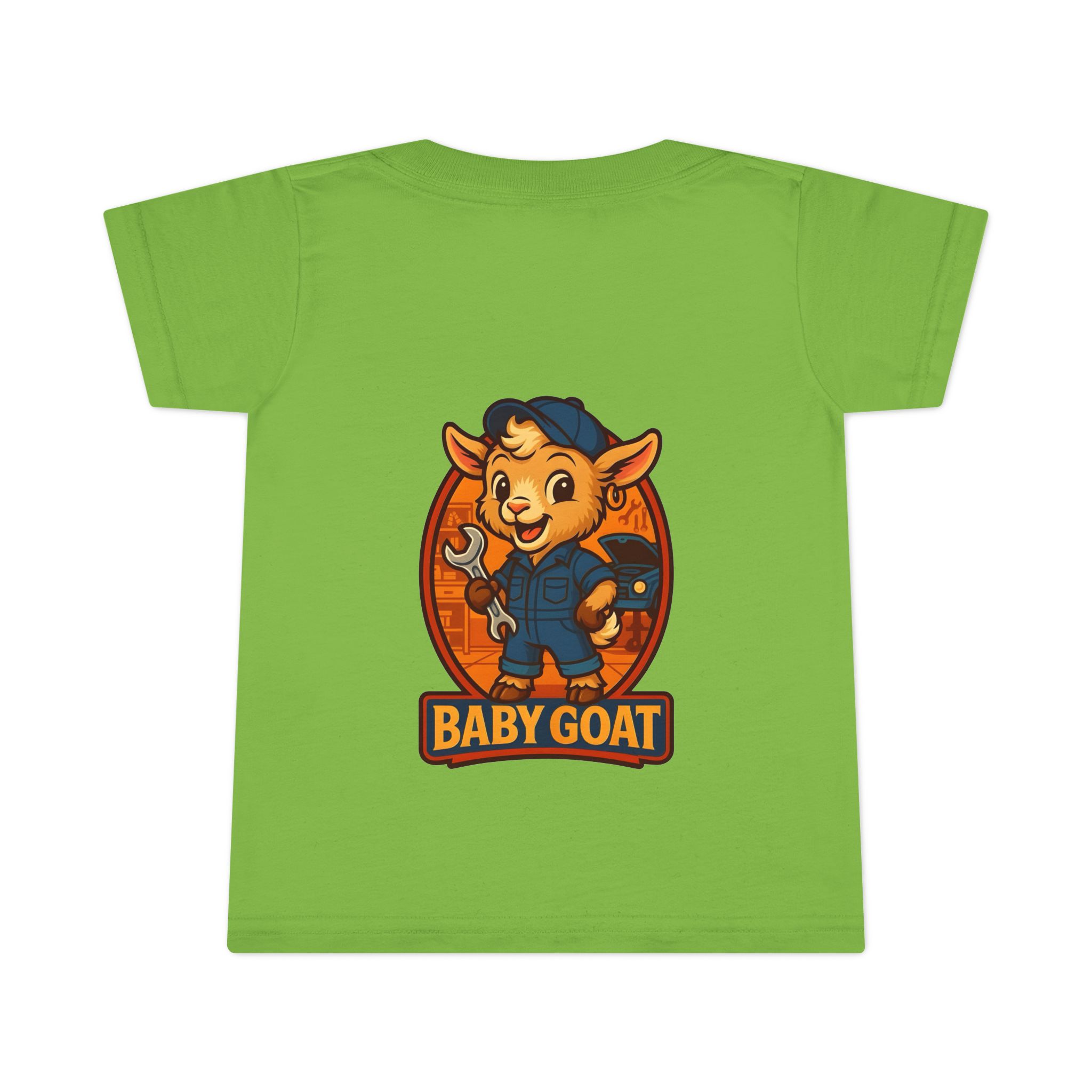Ollie the Auto Helper Baby Goat Toddler T-Shirt — Cute Mechanic Goat Kids Tee - Image 5